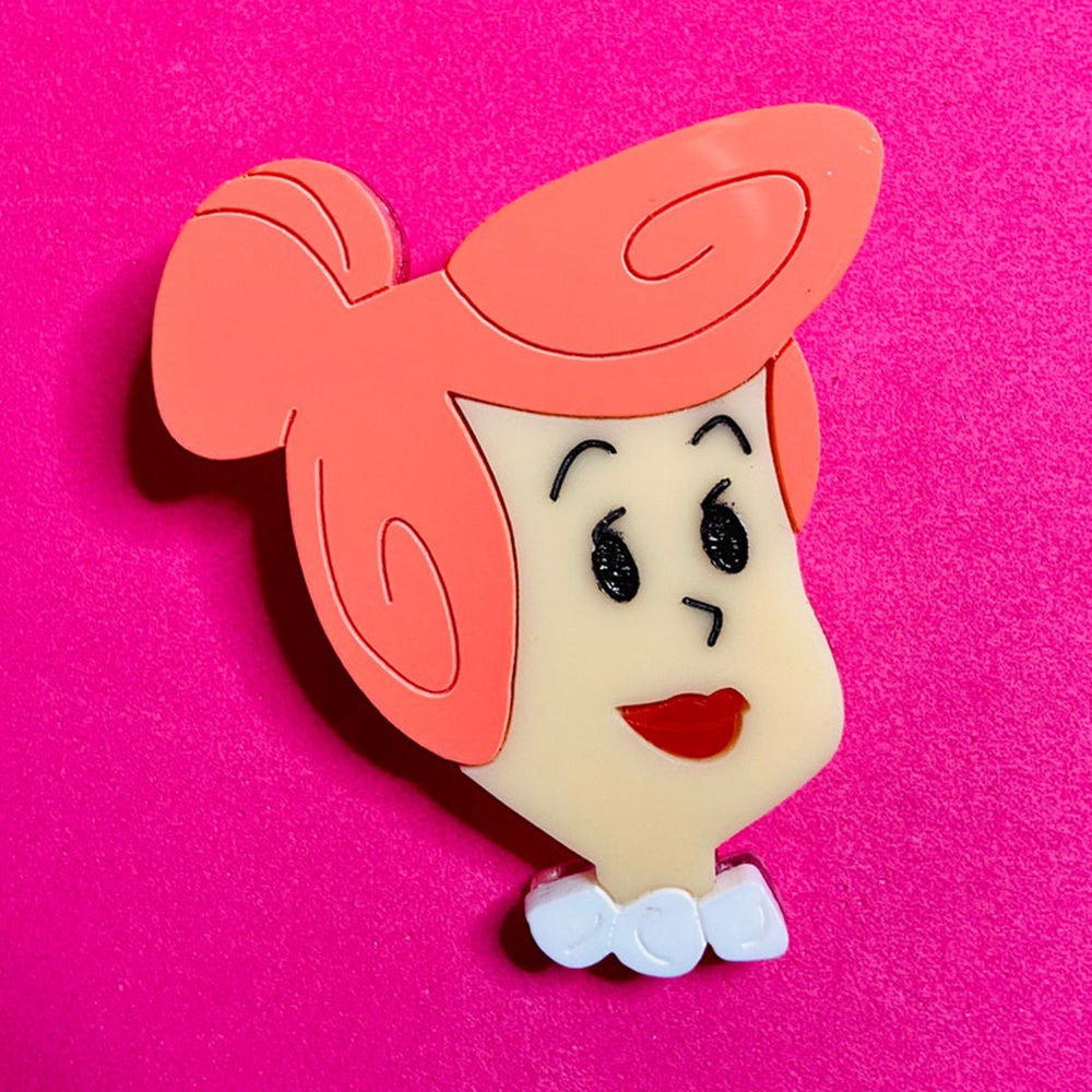 Betty & Wilma Cartoon Acrylic Brooch Pin - Vintage Flintstones Inspired Jewelry by Makokot Design - Perfect for Cosplay, Gift Giving & Fashion Accessories