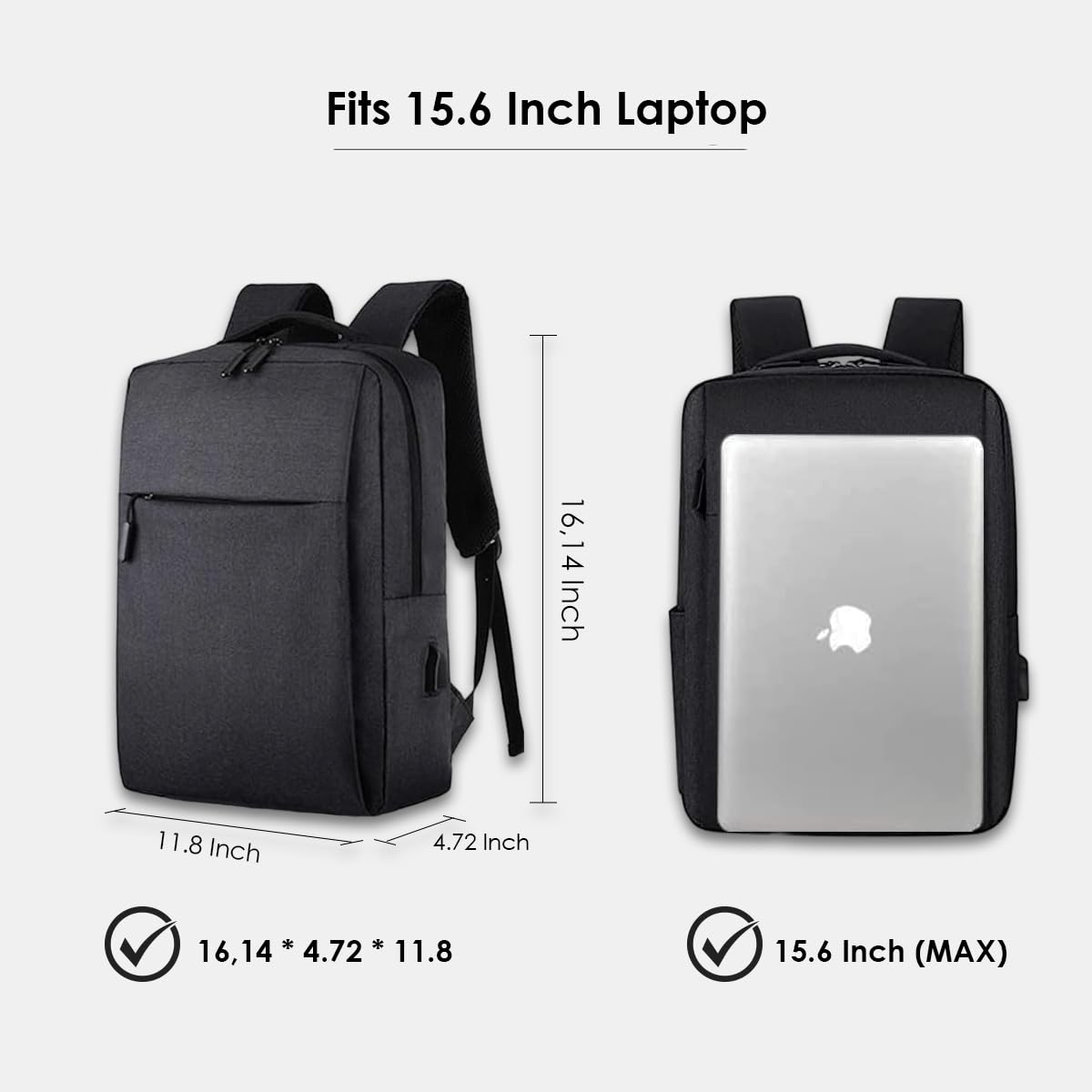 Pevita 15.6 Inch Slim Waterproof Laptop Backpack with USB Charging Port - Business Travel Backpack for Men & Women - Perfect for Work, School & Commuting