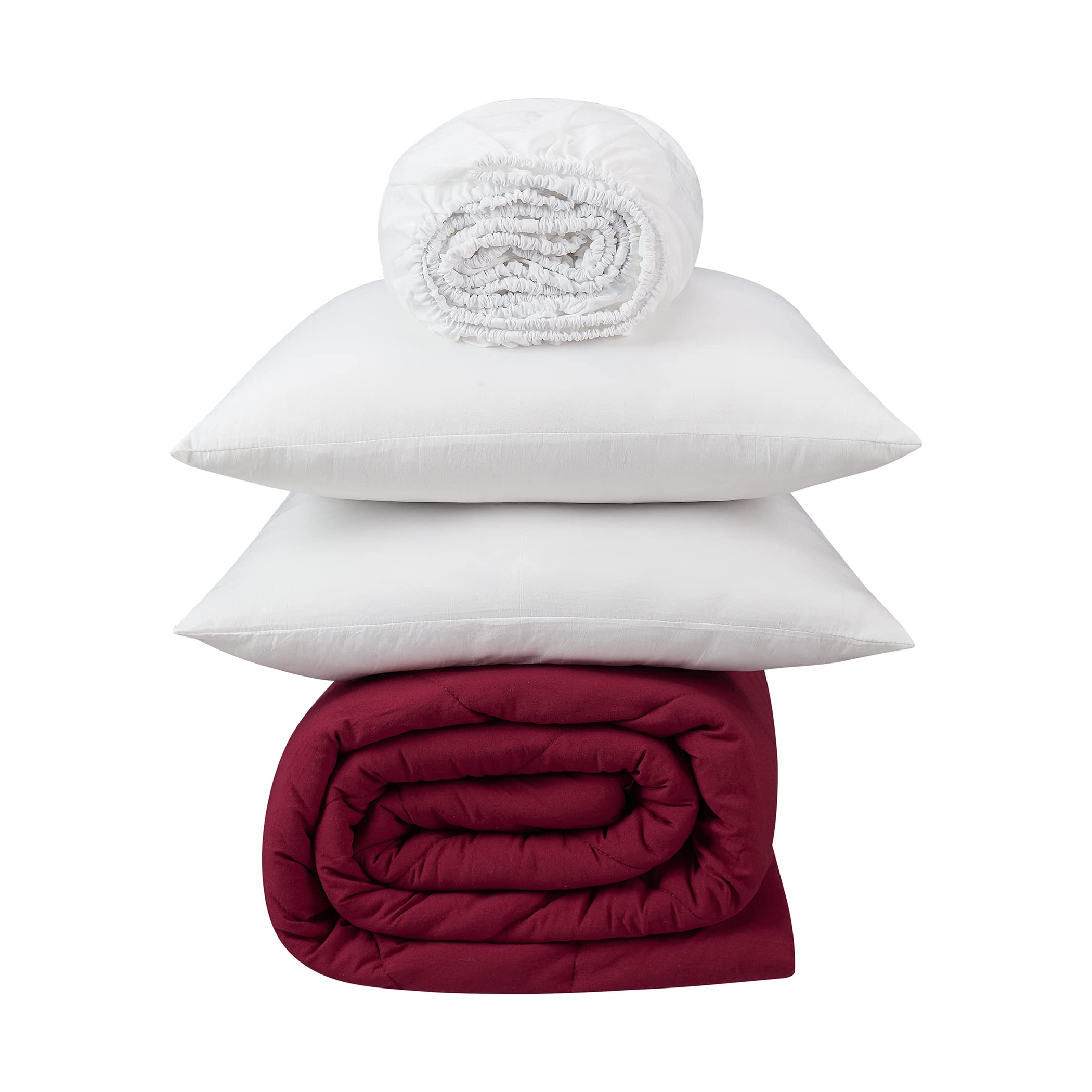 Serta Supersoft Cooling 5-Piece Reversible Comforter Set with Sheets & Pillowcases - All Season Bedding for Twin/Twin XL Beds - Breathable Rumba Red - Perfect for Hot Sleepers & Cozy Bedroom Decor