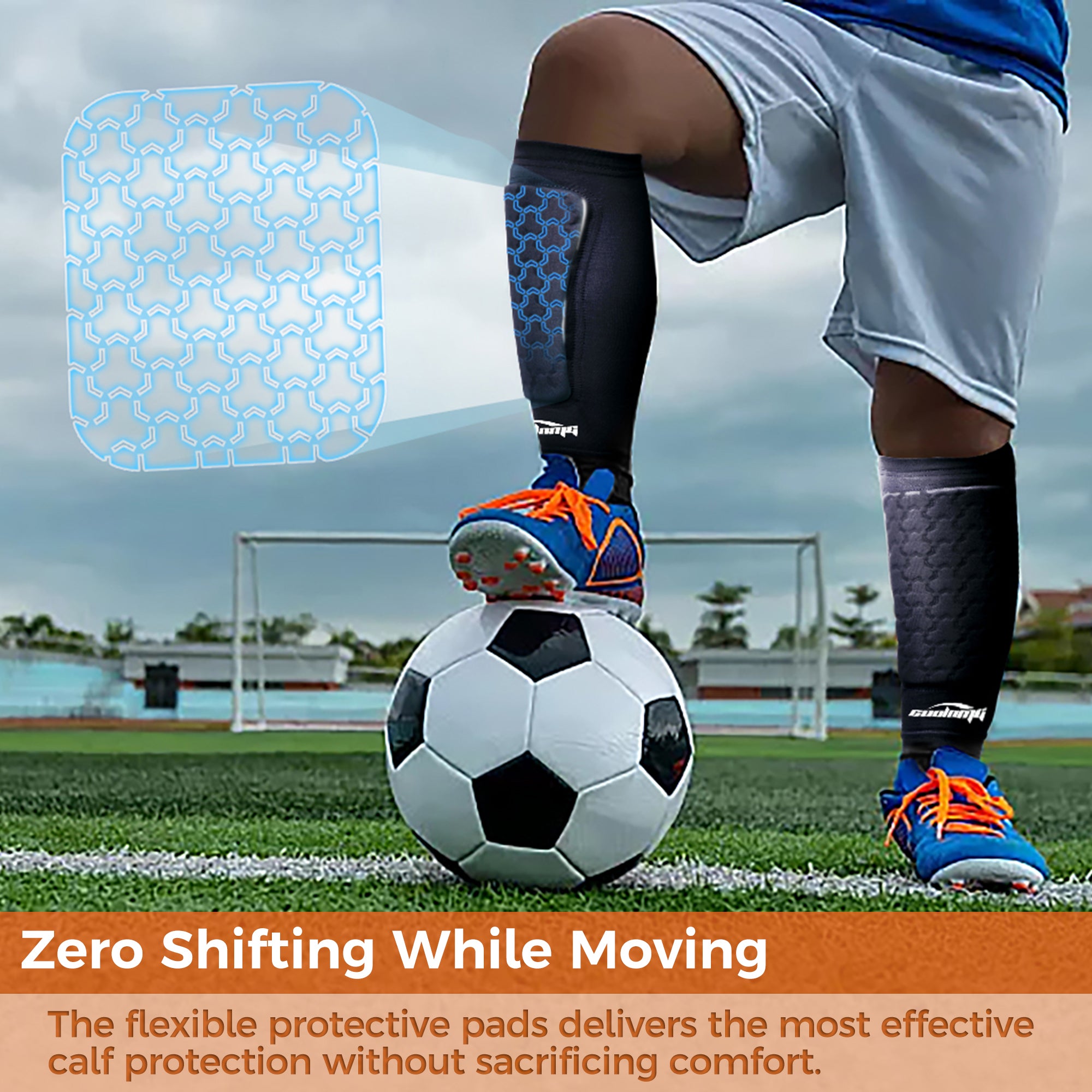 COOLOMG Soccer Shin Guards with Calf Compression Sleeves - Lightweight Football Leg Protection for Youth & Adults - Perfect for Training, Matches & Injury Prevention