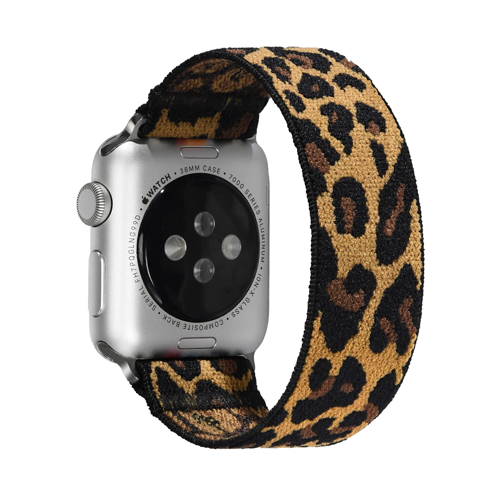 Tefeca Dark Cheetah Leopard Print Elastic Replacement Band for Apple Watch Series 1-9 & Apple Watch Ultra - Stylish & Comfortable Sport Loop for Workouts, Running & Everyday Wear