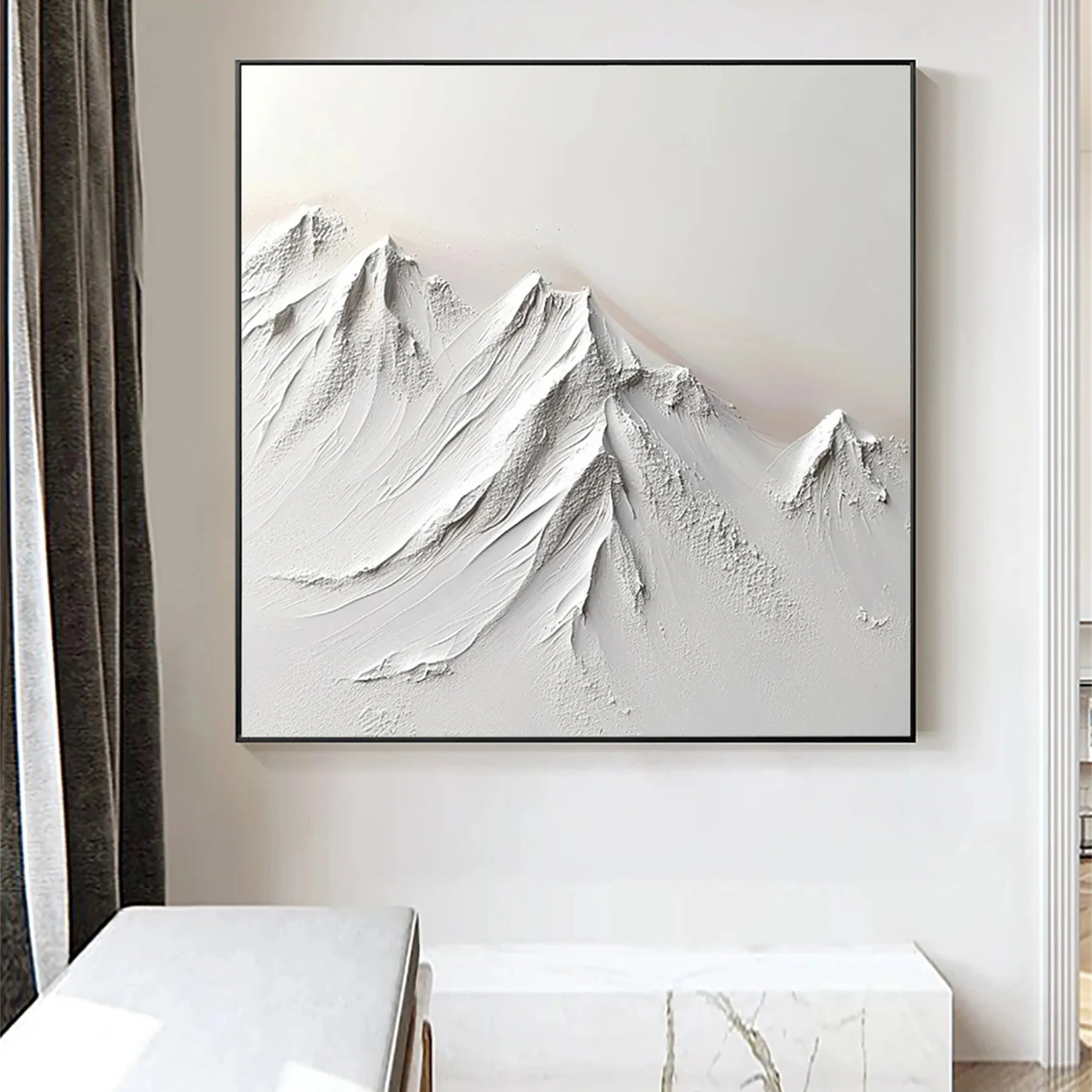 White Minimalist Textured Painting Canvas #MM237 - Abstract Wall Art for Modern Home & Office Decor