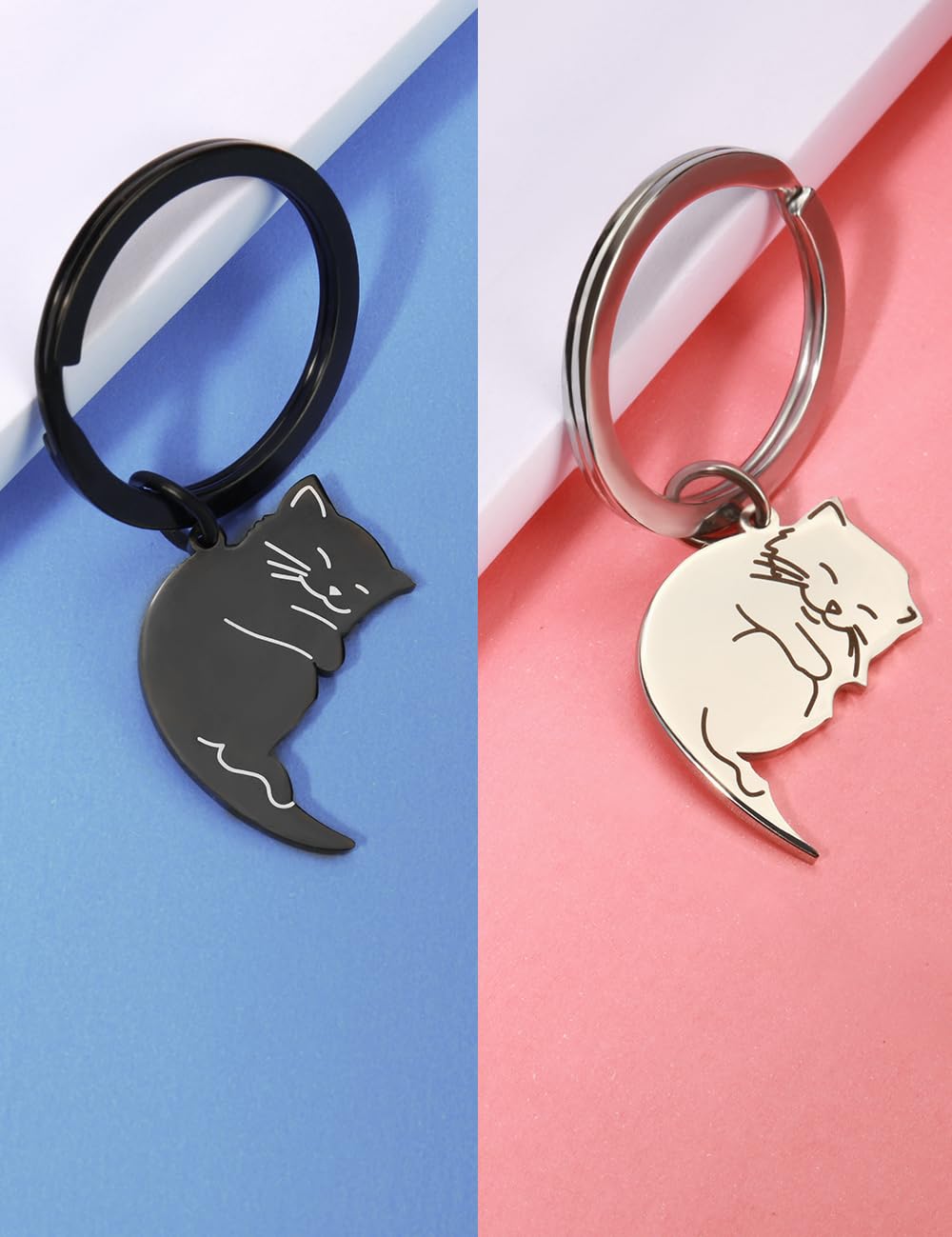 Matching Couple Keychain Set - Cute Cat Keyrings for Boyfriend & Girlfriend, Valentine's Day Gifts for Him & Her - Perfect for Anniversaries, Birthdays & Romantic Occasions