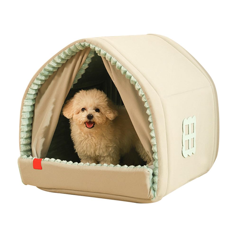 Insulated Fully Enclosed Dog House - Weatherproof Indoor Pet Tent for Dogs & Cats | Cozy Winter Shelter for Small to Medium Pets
