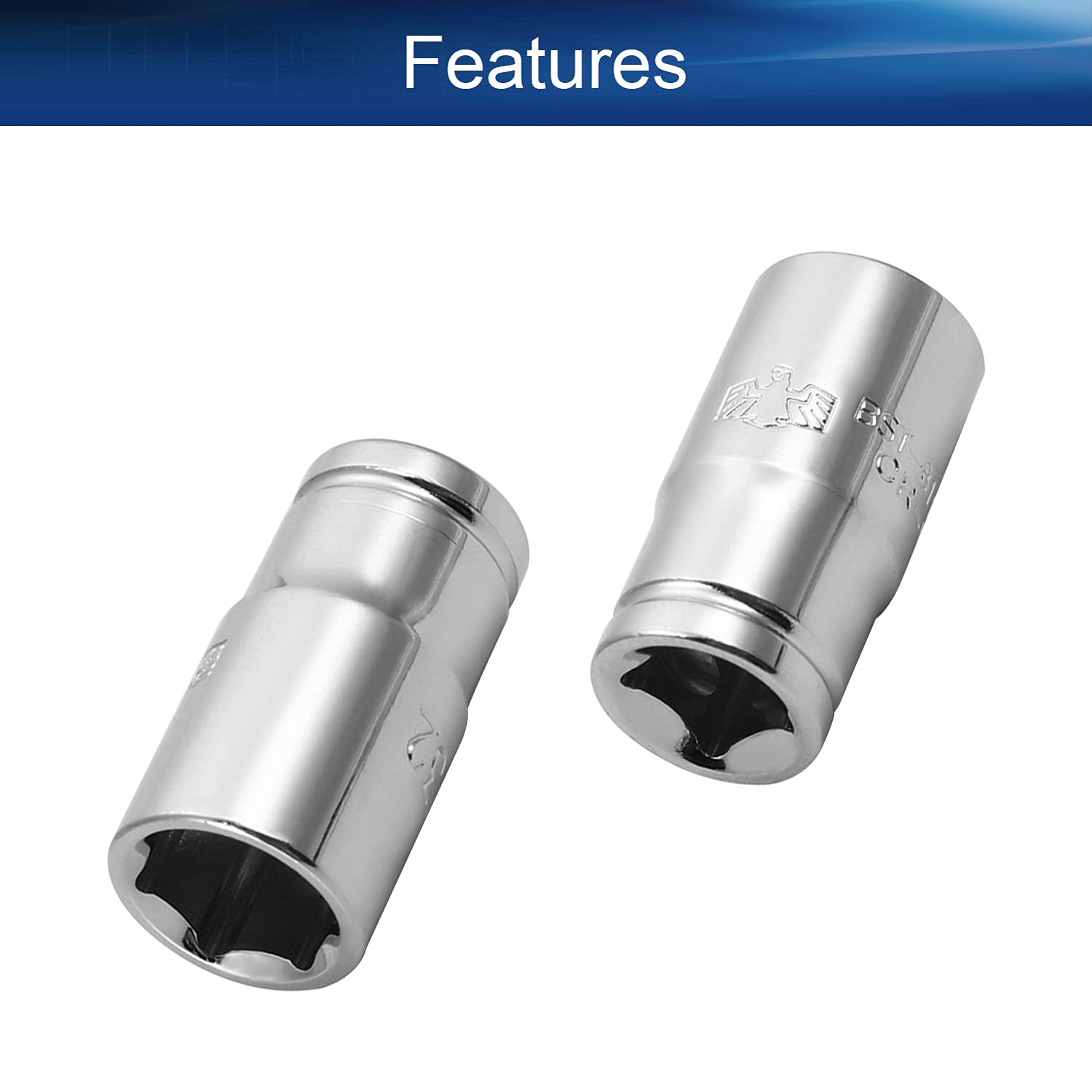 Auniwaig 4-Piece Shallow Socket Set - 1/4 Inch Drive x 11/32 Inch 6-Point Cr-V Steel Sockets (SAE/Imperial) - Perfect for Automotive Repairs & Tight Spaces