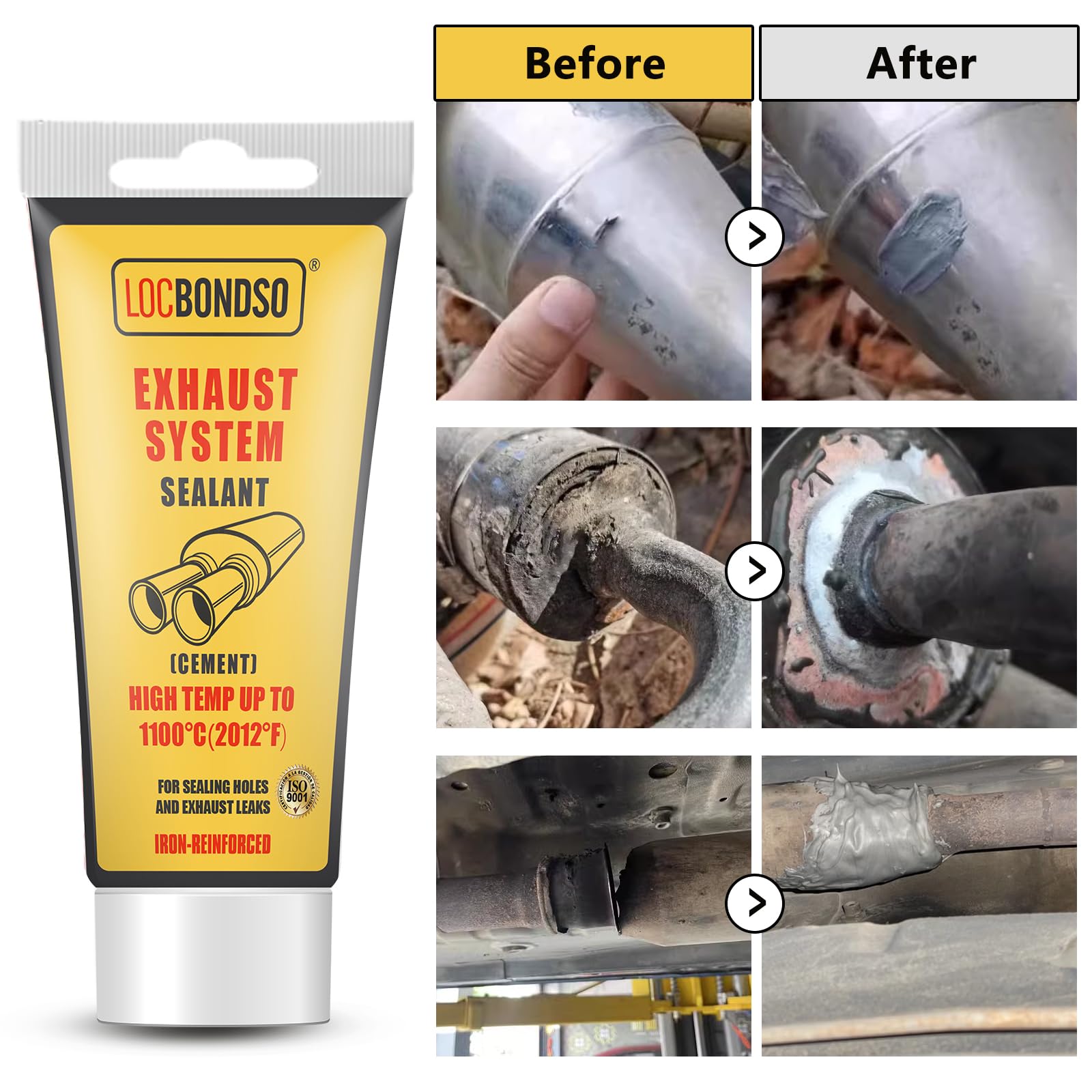 High Temperature Muffler & Tailpipe Sealant - 2.6 oz Automotive Exhaust Repair Kit for Cars, Trucks, SUVs - Fixes Leaks in Mufflers, Pipes & Exhaust Systems - Ideal for DIY Auto Repairs & Emergency Roadside Fixes