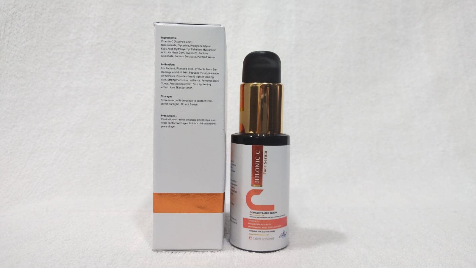 ORION HILONIC-C Vitamin C 20% Face Serum with Kojic Acid 1% & Ferulic Acid 0.5% | Brightening, Hydrating & Anti-Aging Treatment | Boosts Collagen, Skin Regeneration | Plumps & Reduces Wrinkles | 50ml | Perfect for Daily Skincare Routine & Nighttime Repair
