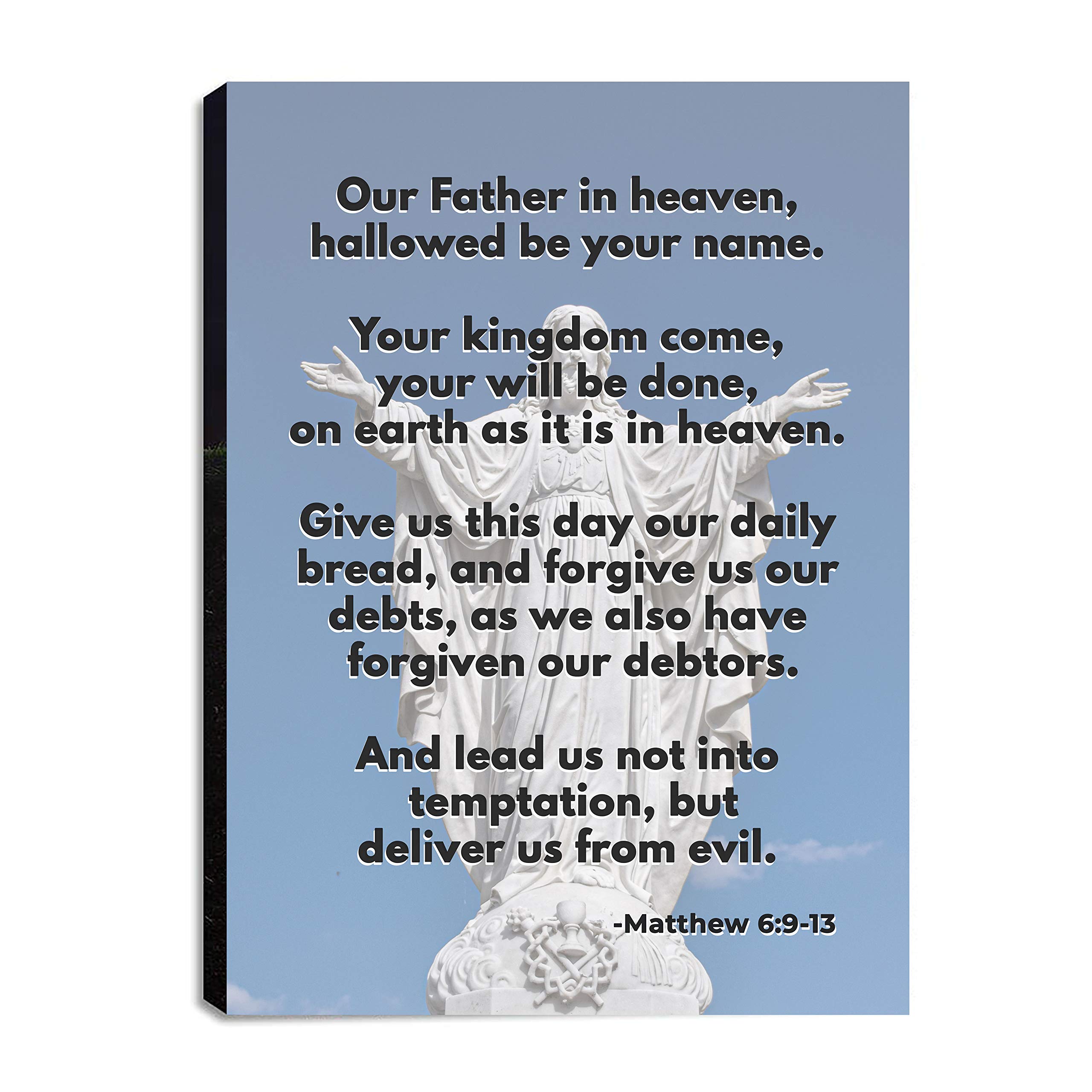 Matthew 6:9-13 Christian Canvas Wall Art - 12x18 Inch Bible Verse Prayer Decor for Home, Kitchen, Living Room & Bedroom - Ready to Hang Scripture Wall Art for Faithful Home Decor & Spiritual Inspiration