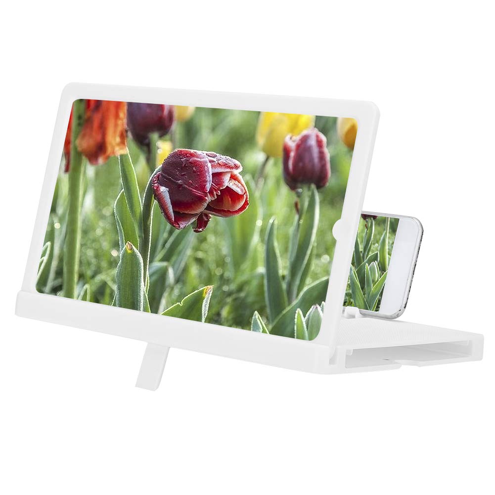 10-inch HD Folding Phone Screen Magnifier with Pull-Out Bracket - Portable Screen Amplifier for Watching Movies & Videos - White | Perfect for Home Entertainment & Travel Use