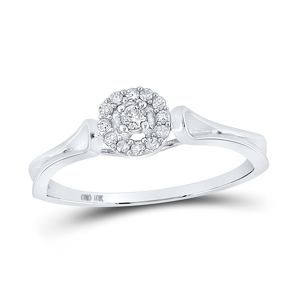 10K White Gold Women's Round Diamond Solitaire Promise Ring - 1/10 CTTW - Perfect for Engagements, Anniversaries & Special Occasions