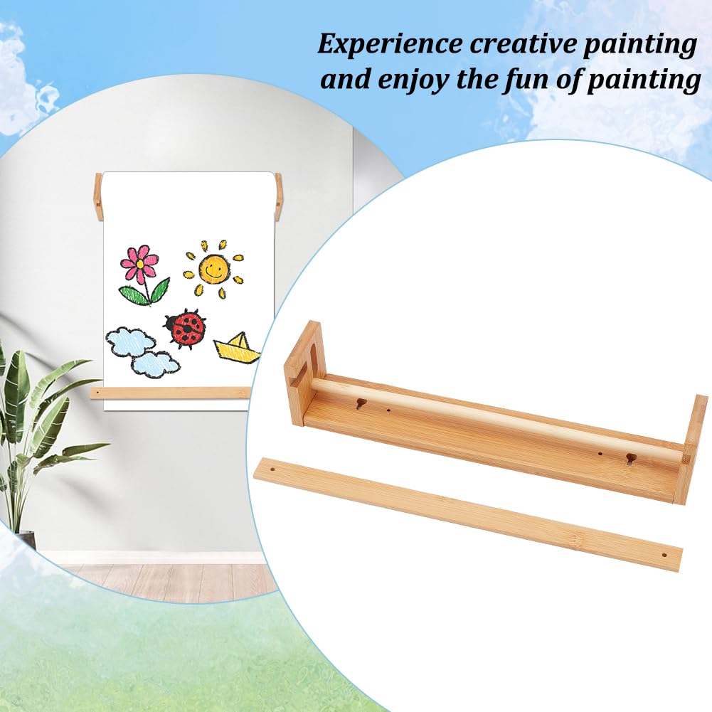 OLYCRAFT 12-Inch Wall Mount Kraft Paper Roll Holder - Wooden Easel Paper Roll Dispenser for Kitchen, DIY, Office & Grocery - Perfect for Art Projects, Note Taking & Food Wrapping