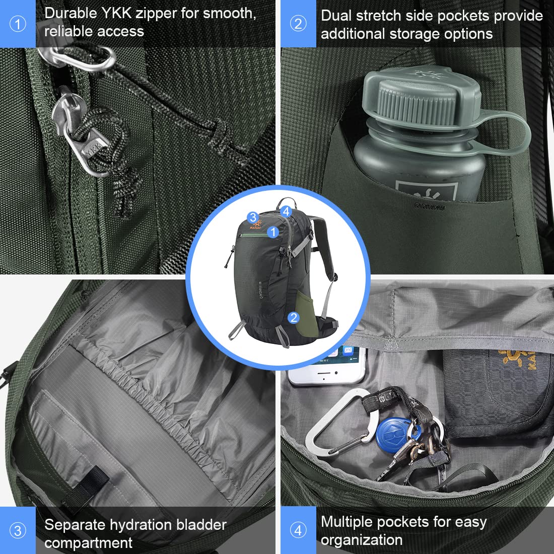 KAILAS Q-WIND II 28L Lightweight Hiking Backpack for Men & Women - Waterproof Daypack with Rain Cover for Travel, Camping & Outdoor Adventures