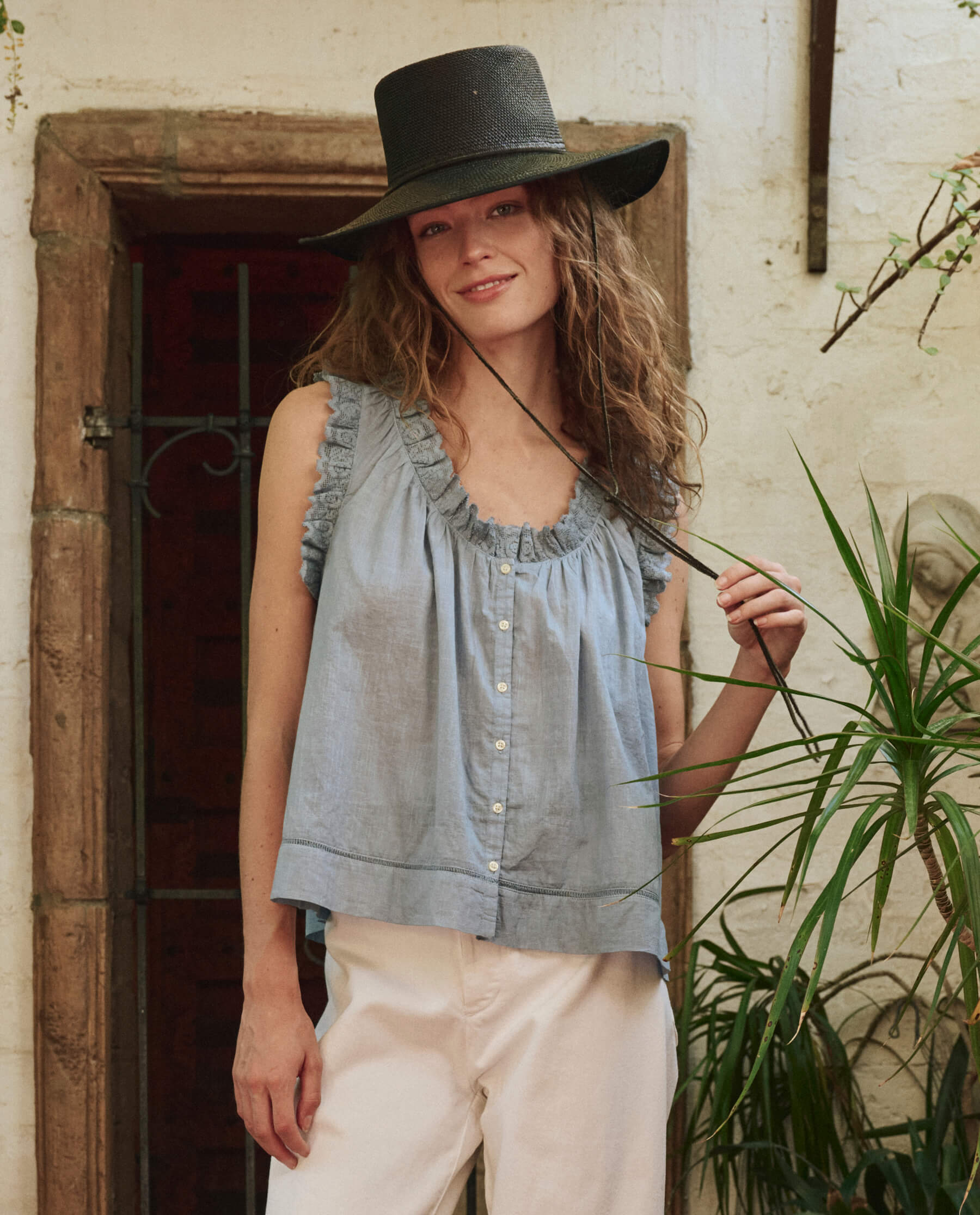 Elegant Vignette Top in Pale Blue - Perfect for Casual Outings, Date Nights & Summer Wardrobe
