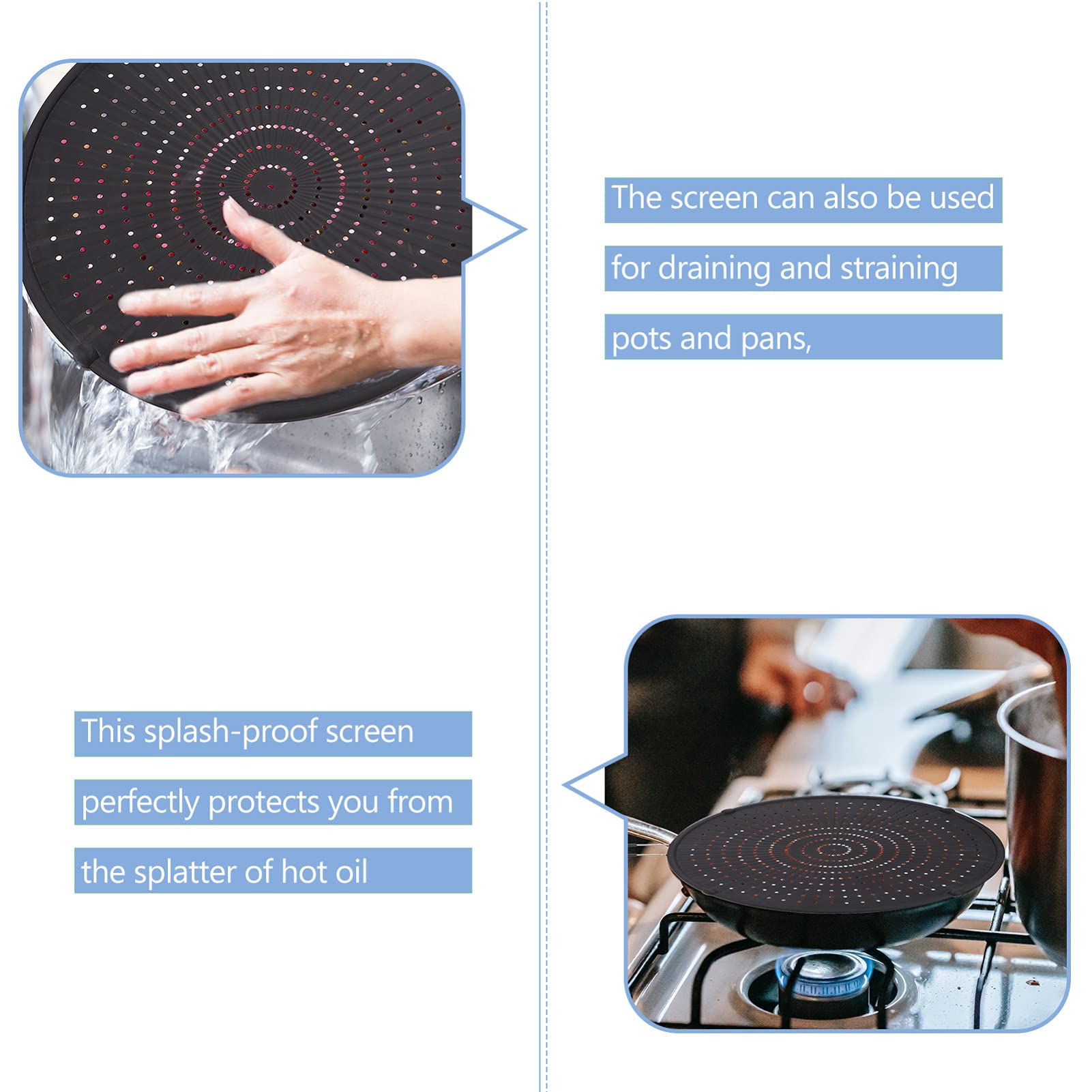 1pc Silicone Grease Separator - Oil Splatter Guard for Cooking - Anti-Skid Mesh Pot Lid - Splatter Screen for Frying Pans - Perfect for Sauteing, Frying & Deep Frying in the Kitchen