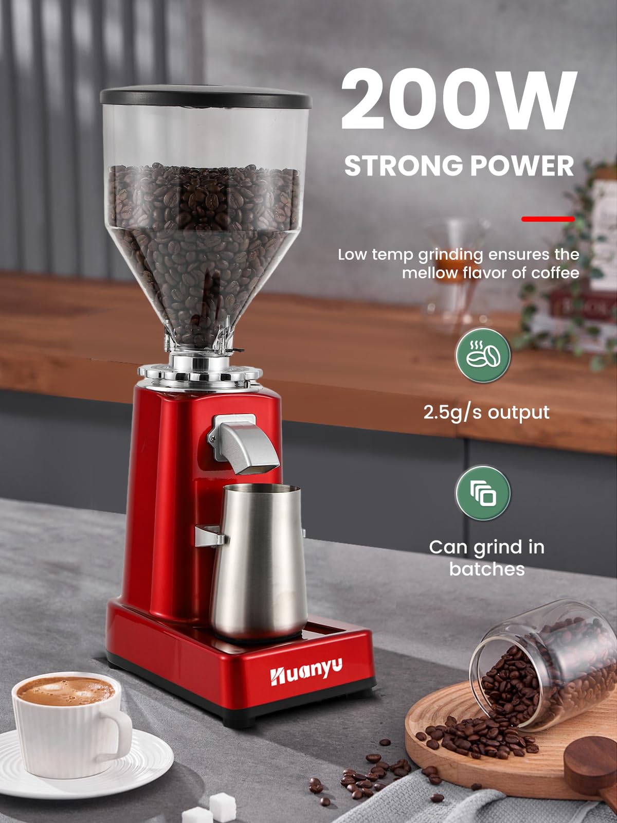 Premium Electric Coffee Grinder with Adjustable Flat Burr - 19 Precise Grind Settings for Espresso, French Press & More | 35oz (36 Cups) Capacity | Automatic Point-Action Bean Grinding Machine | Perfect for Home Baristas & Coffee Enthusiasts
