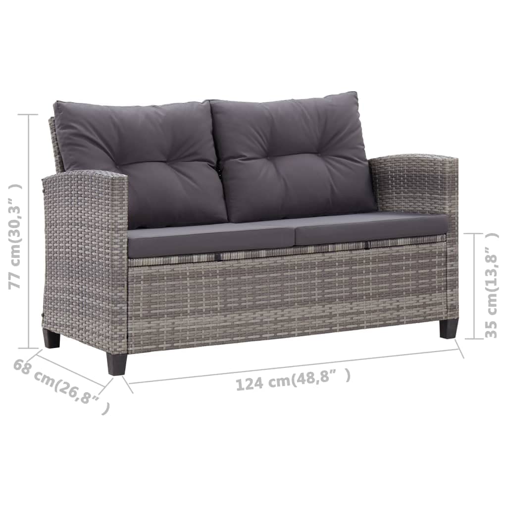 2-Seater Patio Sofa with Cushions - Outdoor Garden Furniture for Balcony, Backyard & Lounge - Gray Poly Rattan Sofa Chair - Perfect for Relaxing, Entertaining & Sunbathing