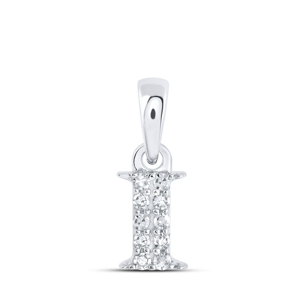 10K White Gold Women's Round Diamond Initial 