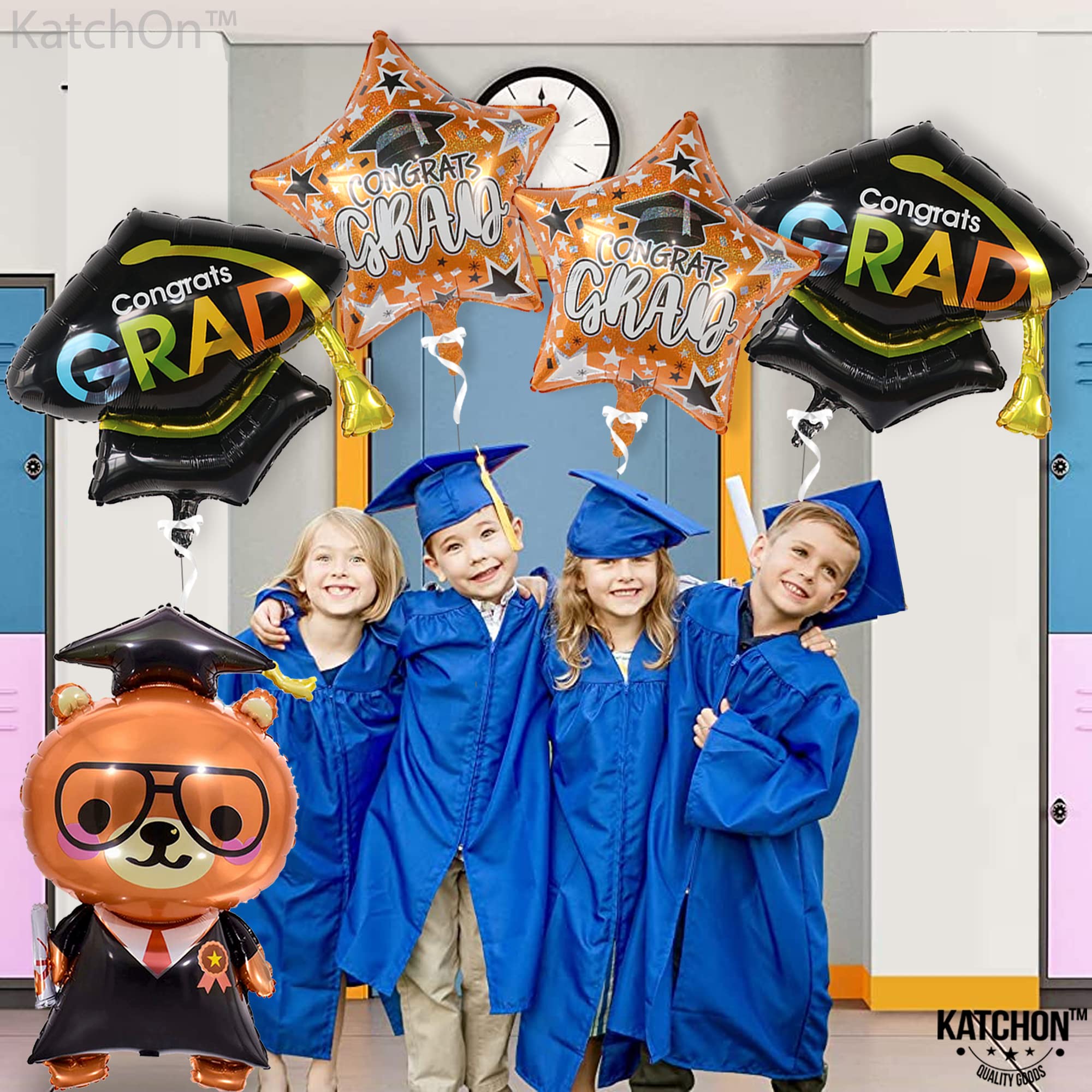 KatchOn 36 Inch Giant Graduation Foil Bear Balloon with 28 Inch Cap Balloon - Class of 2025 Graduation Decorations for Preschool, Kindergarten & School Parties | Perfect for Graduation Ceremonies, Photo Backdrops & Party Decor
