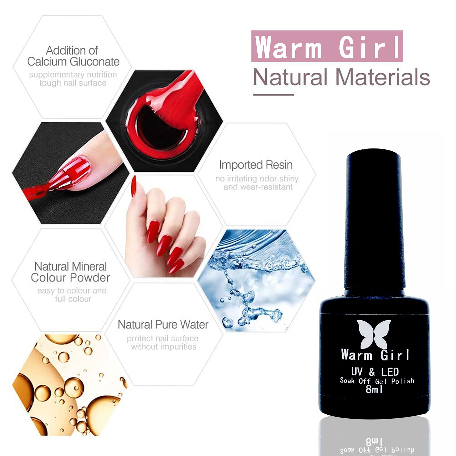 6pcs Soak Off Gel Nail Polish Set - Long Lasting UV/LED Nail Gel Starter Kit with 6 Colors (Choose Any 6 Bottles) for Salon & Home Manicure | Perfect Gift for Women & Girls