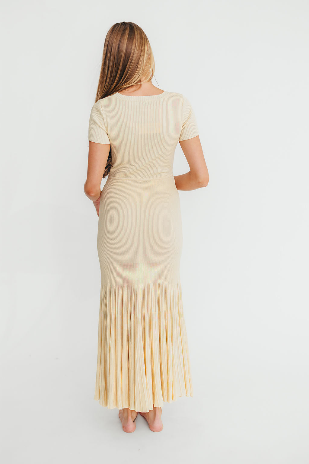 April Pleated Maxi Dress in Cream - Elegant Flowy Long Dress for Women, Perfect for Weddings, Parties & Summer Outfits