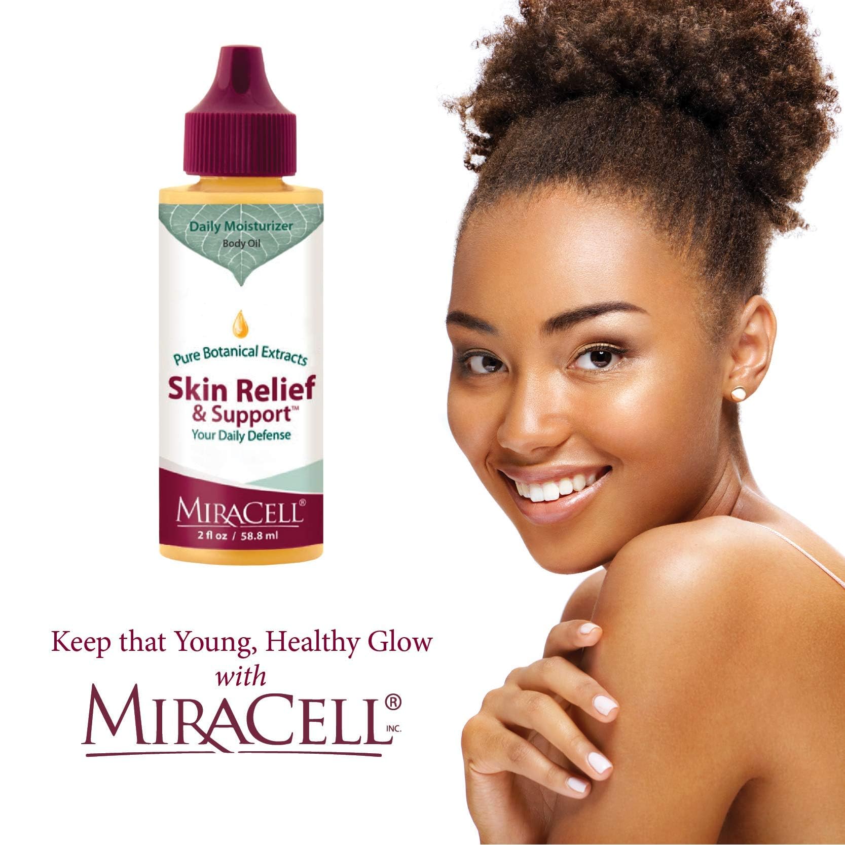 Miracell Skin Relief & Support Serum - 2 oz with Apricot Kernel, Coconut, Sesame, Jojoba, Avocado, Camellia & Rosehip Oils + Vitamin E | Hydrating, Anti-Aging Face & Body Moisturizer for Dry, Sensitive Skin | Day & Night Skincare Routine