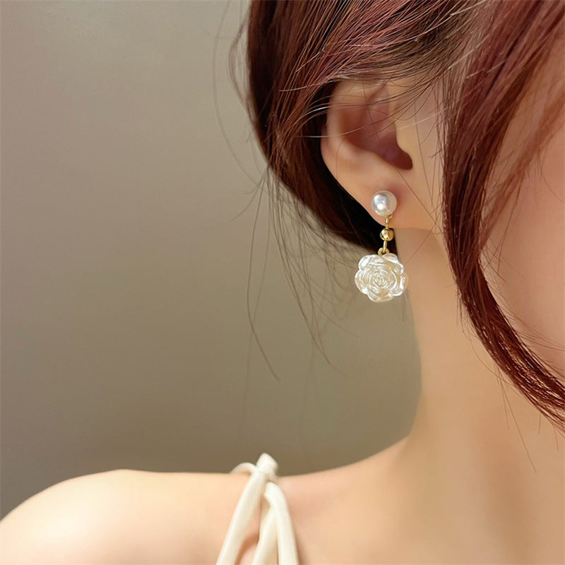 Elegant Flower Pearl Drop Earrings for Women | HE9097 | Perfect for Weddings, Parties & Special Occasions