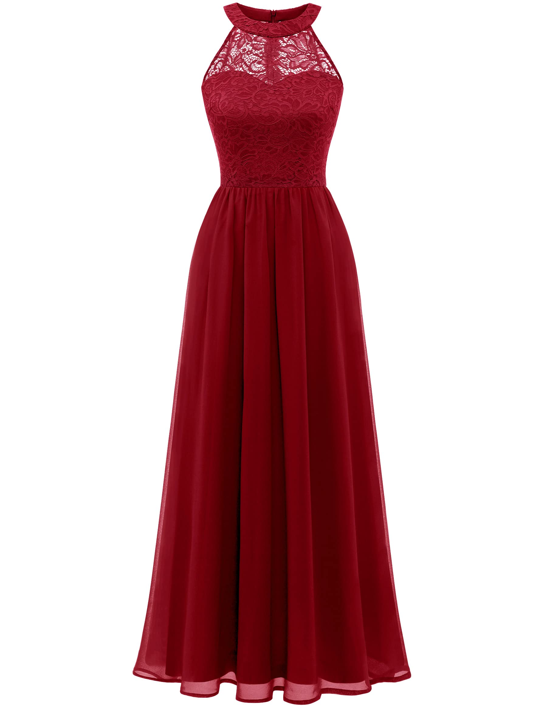 Wedtrend Women's Formal Prom Dress - Floral Lace Halter Long Gown for Bridesmaids & Evening Parties | Elegant Wedding Guest & Special Occasion Attire