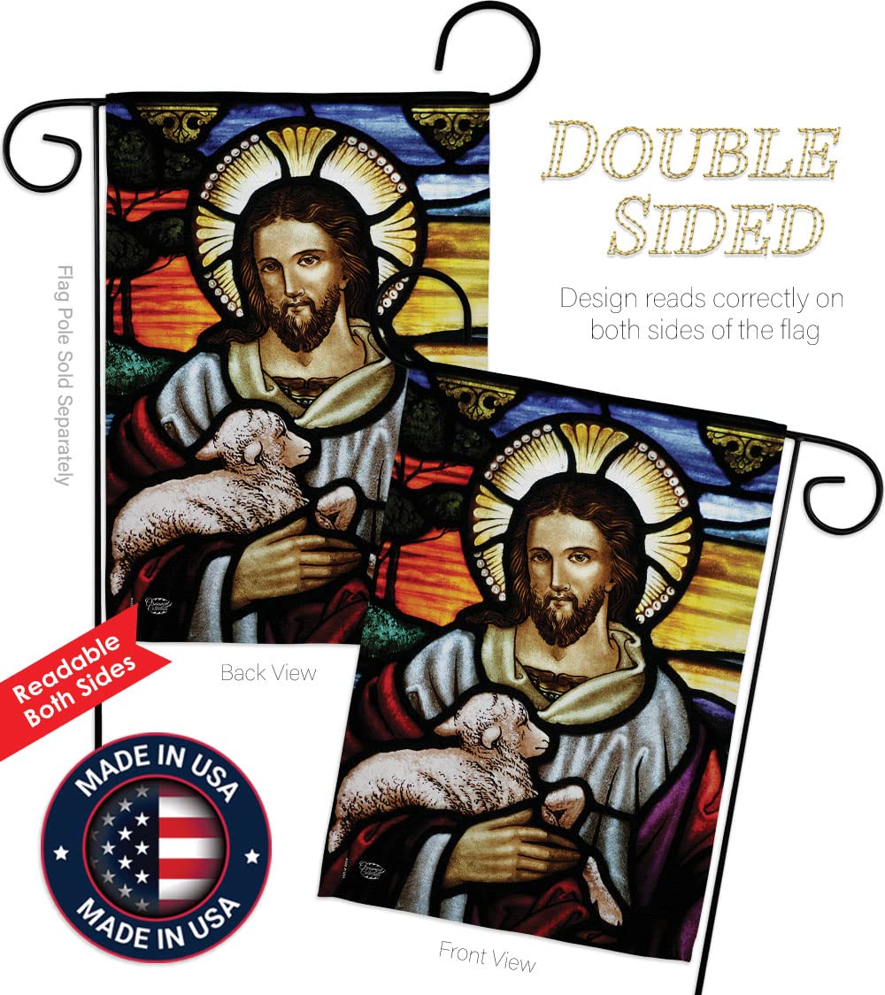 Jesus Good Shepherd Garden Flag - Religious Christian Easter Decor for Yard & Home