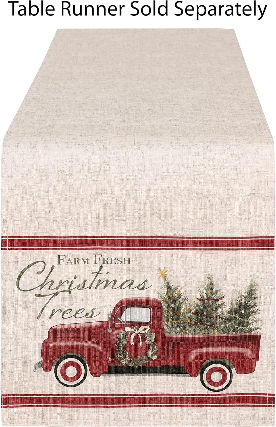 Newbridge Pine Hill Christmas Tree Farm Fabric Holiday Placemats - Set of 4 Nostalgic Retro Christmas Farm Truck Print Buffalo Check Placemats for Dining Table Decor, Seasonal Dinner Party & Cozy Winter Gatherings