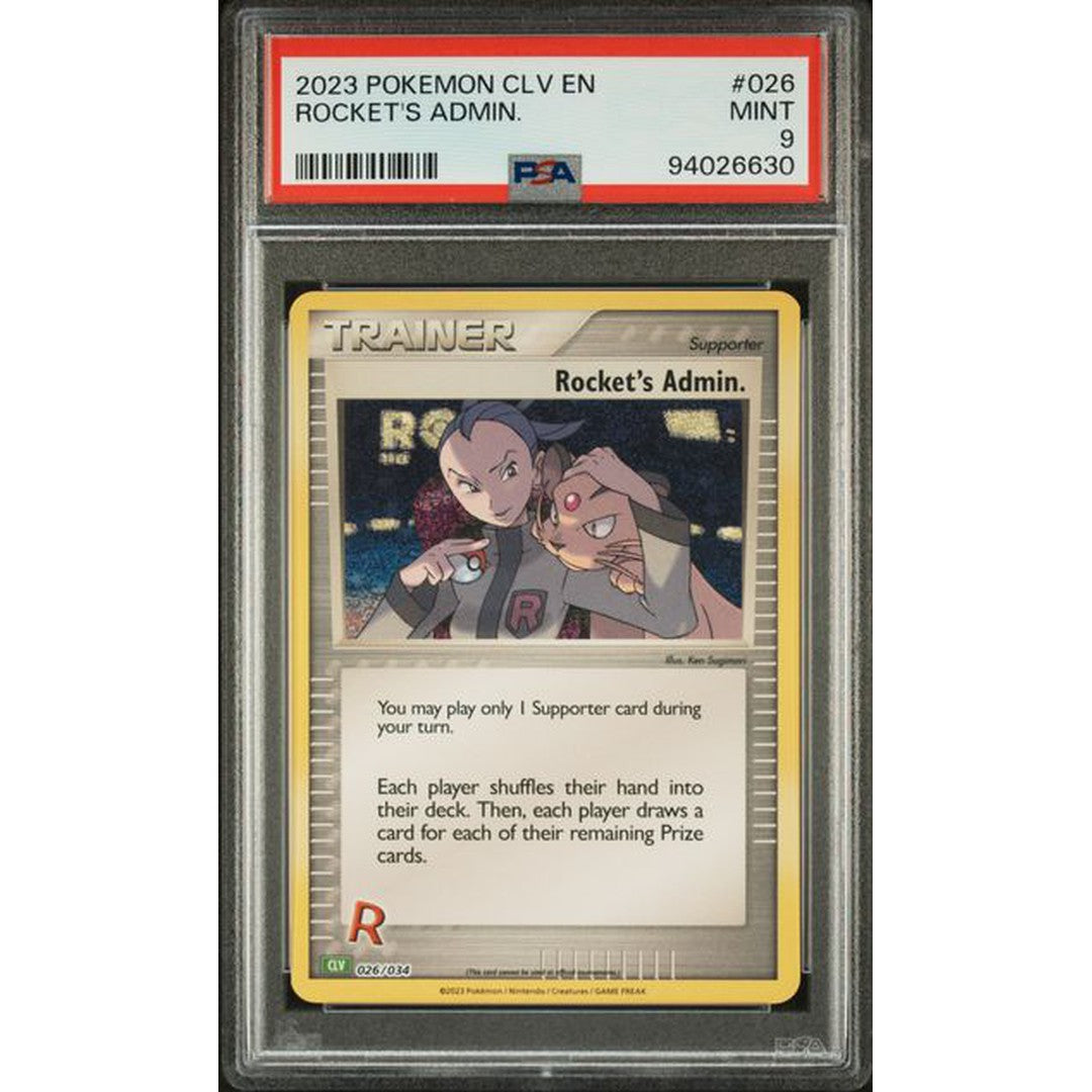 2023 Pokemon Classic Collection Rocket's Admin 026/034 PSA 9 Graded Card - Rare Collectible for Trading Card Game Enthusiasts & Investment, Perfect for Display, Gifts, and Tournaments