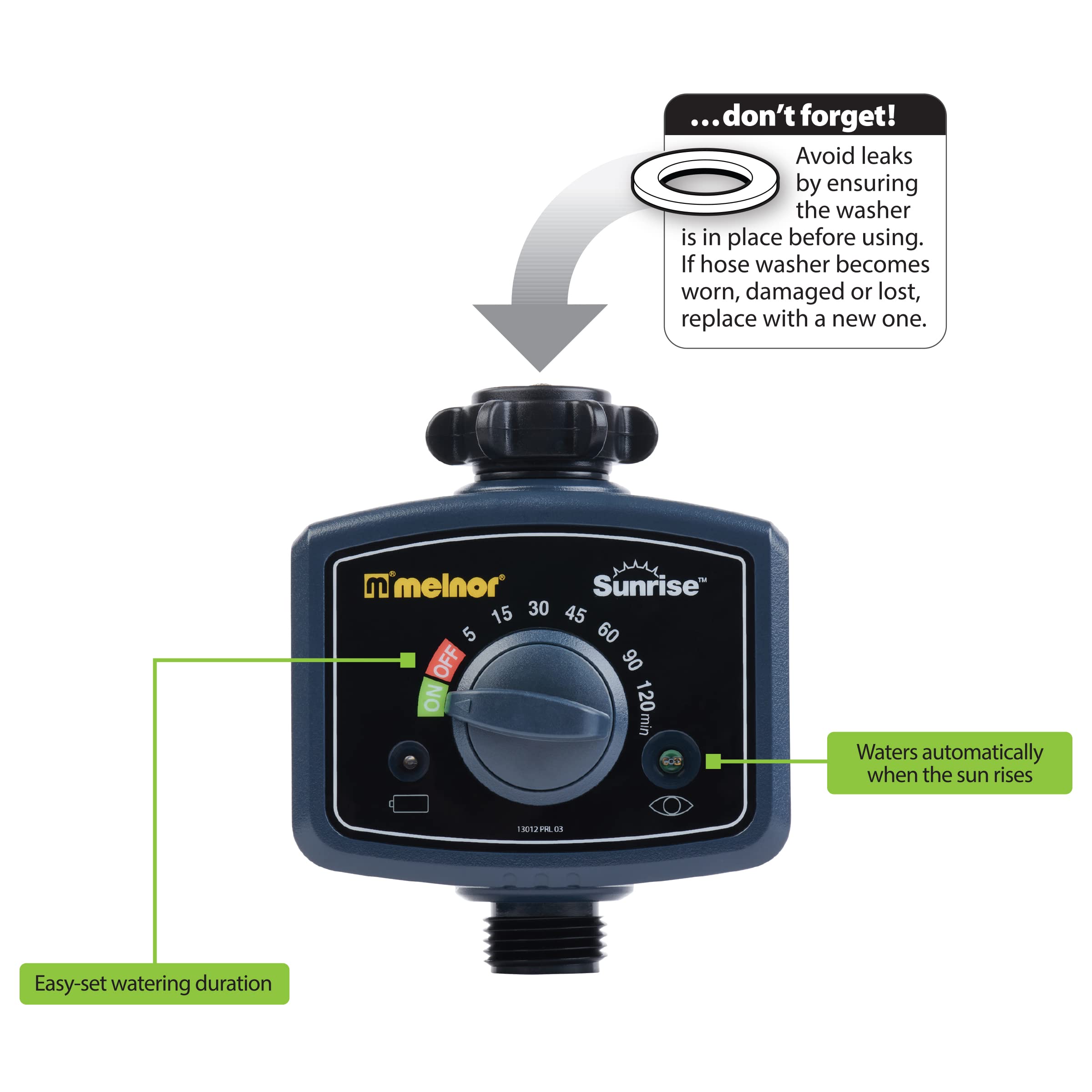 Melnor 65164AMZ Sunrise Daily Water Timer - Grey & Black Automatic Garden Irrigation Timer for Lawns, Plants & Flower Beds