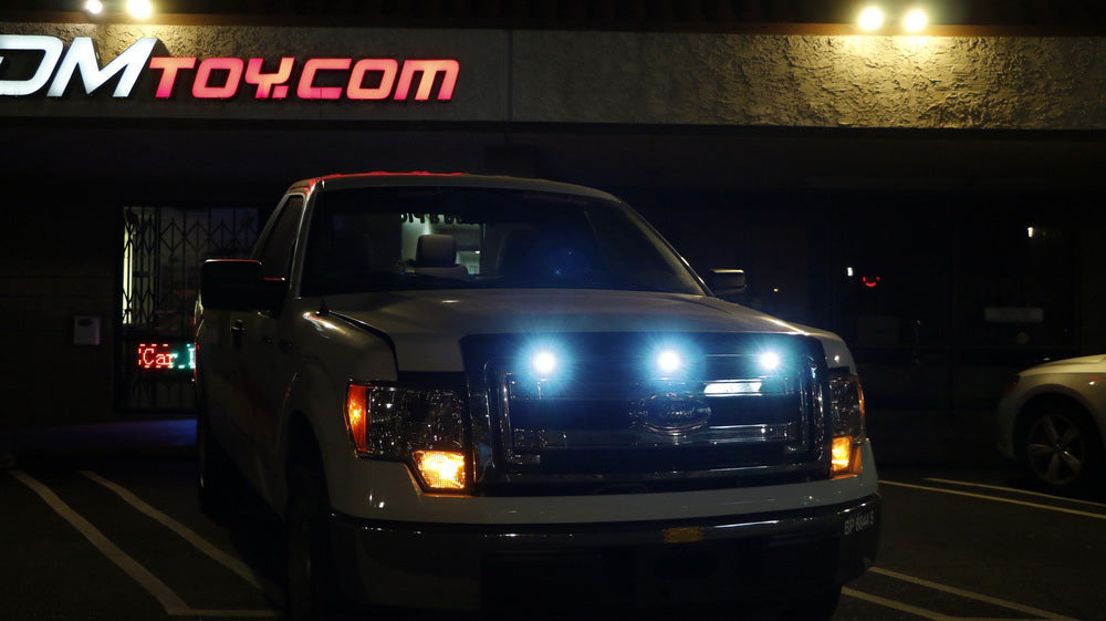 3pc Ford SVT Raptor Style LED Ice Blue Grille Light Kit - Universal Fit for Trucks & SUVs | Off-Road Lighting, Night Driving, Custom Vehicle Styling