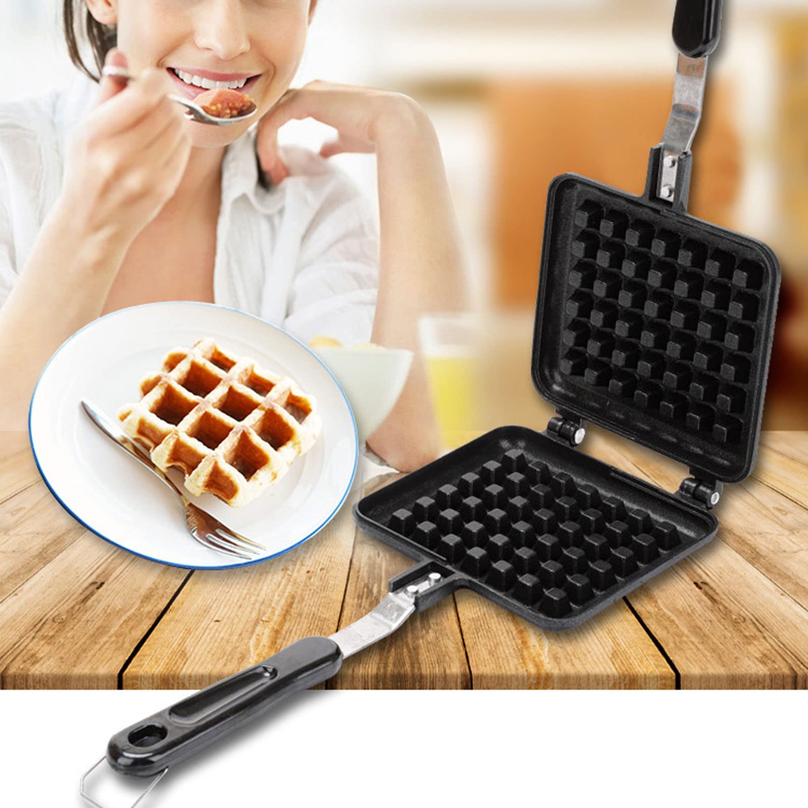 Nonstick Double-Sided Heart & Flower Waffle Maker - Perfect for Valentine's Day Breakfast, Romantic Brunch & Family Baking - Easy to Clean Baking Pan for Homemade Waffles, Pancakes & Desserts
