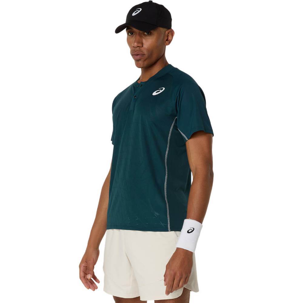 ASICS Men's Match Actibreeze Polo Shirt - Breathable Golf & Tennis Shirt with Moisture-Wicking Technology - Saxon Green - Ideal for Sports, Casual Wear & Outdoor Activities