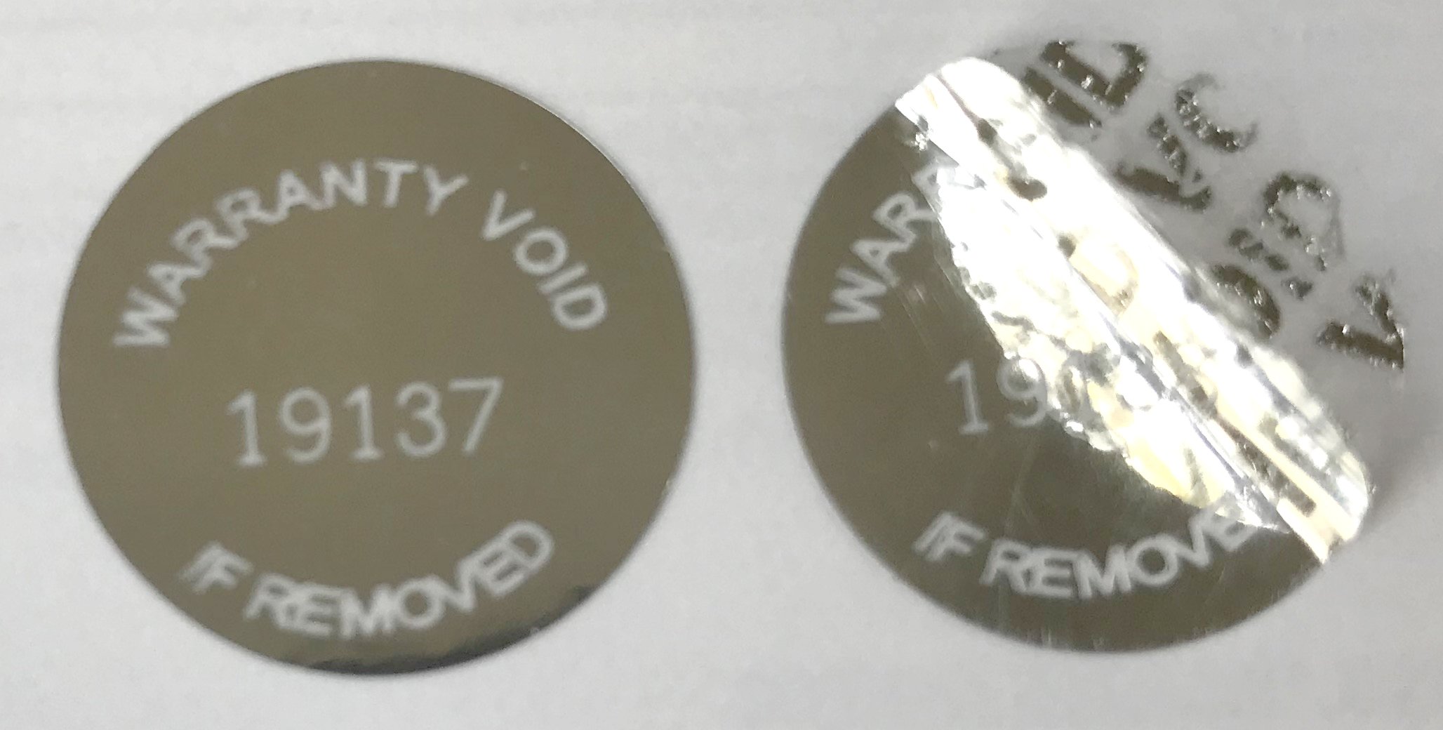 1000 High Security Tamper Evident Warranty Labels - Metallic Silver Round Stickers with Unique Laser Sequential Serial Numbers (0.625
