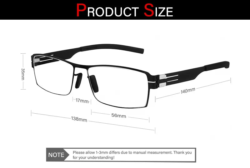 Aimee Women's Full Rim Square Screwless Titanium Eyeglasses Frame 5085 - Lightweight & Durable Glasses for Work, Reading & Everyday Fashion