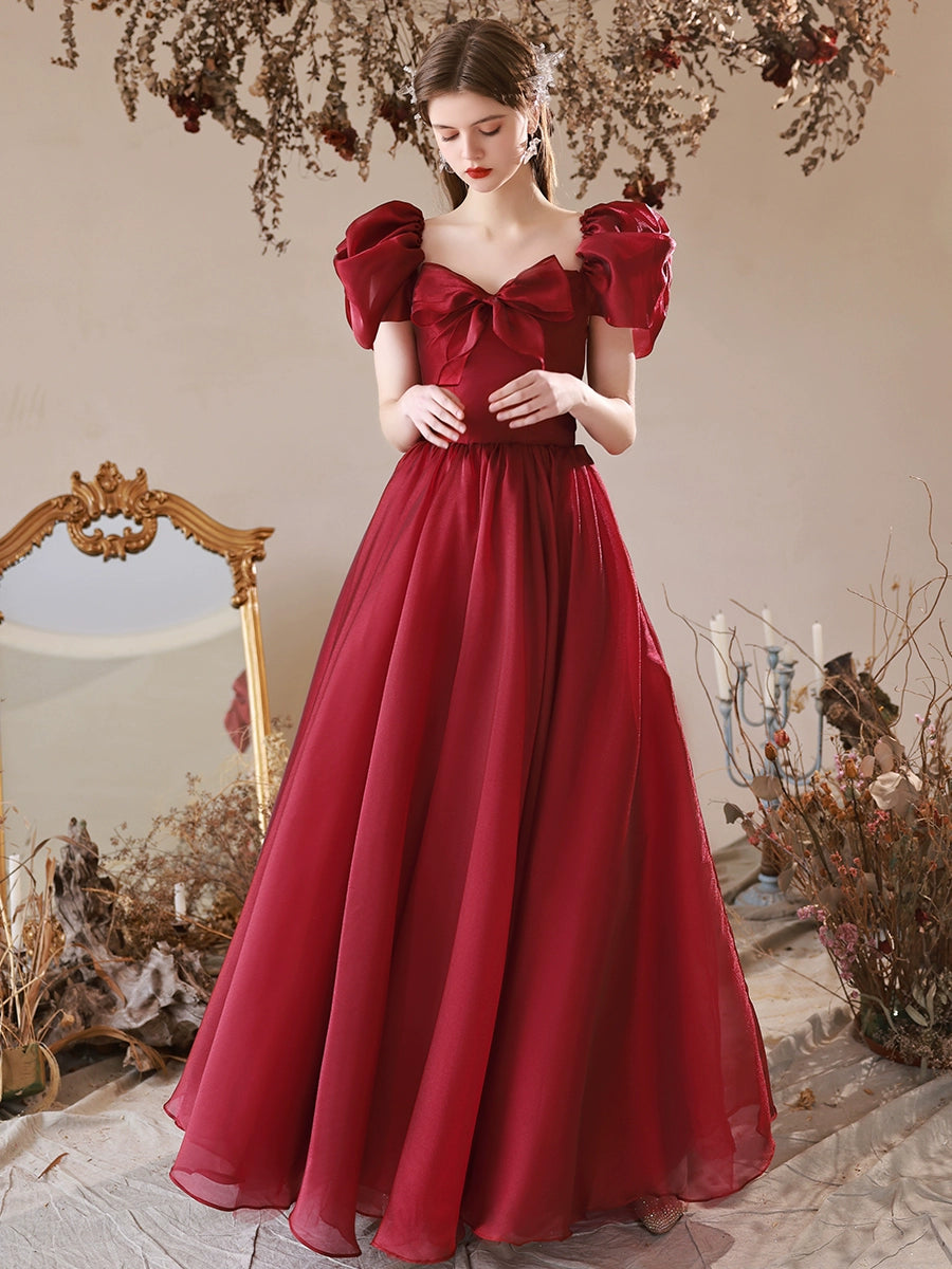 Elegant A-Line Burgundy Tulle Long Prom Dress for Women - Formal Evening Gown for Homecoming, Ball, Wedding & Special Occasions