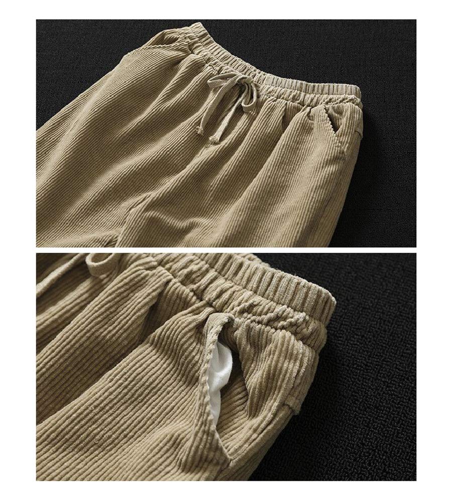 Minibee Women's Corduroy Pants - Stretch Elastic Waist with Drawstring, Soft Cotton Casual Trousers for Lounge, Work & Everyday Wear