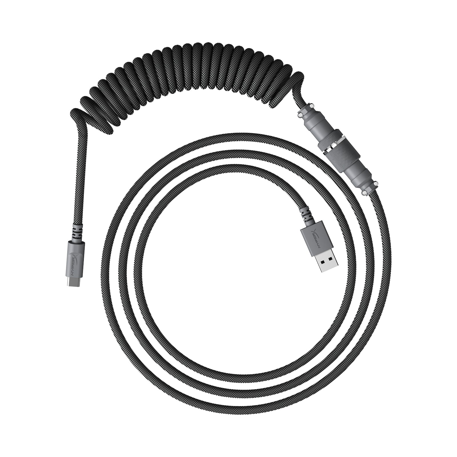 HyperX USB-C Coiled Charging Cable 3.3ft (1m) - Red & Black Braided Nylon Fast Charging Cord for Gaming, Work & Travel - Compatible with iPhone 15, MacBook, iPad, Samsung Galaxy & More