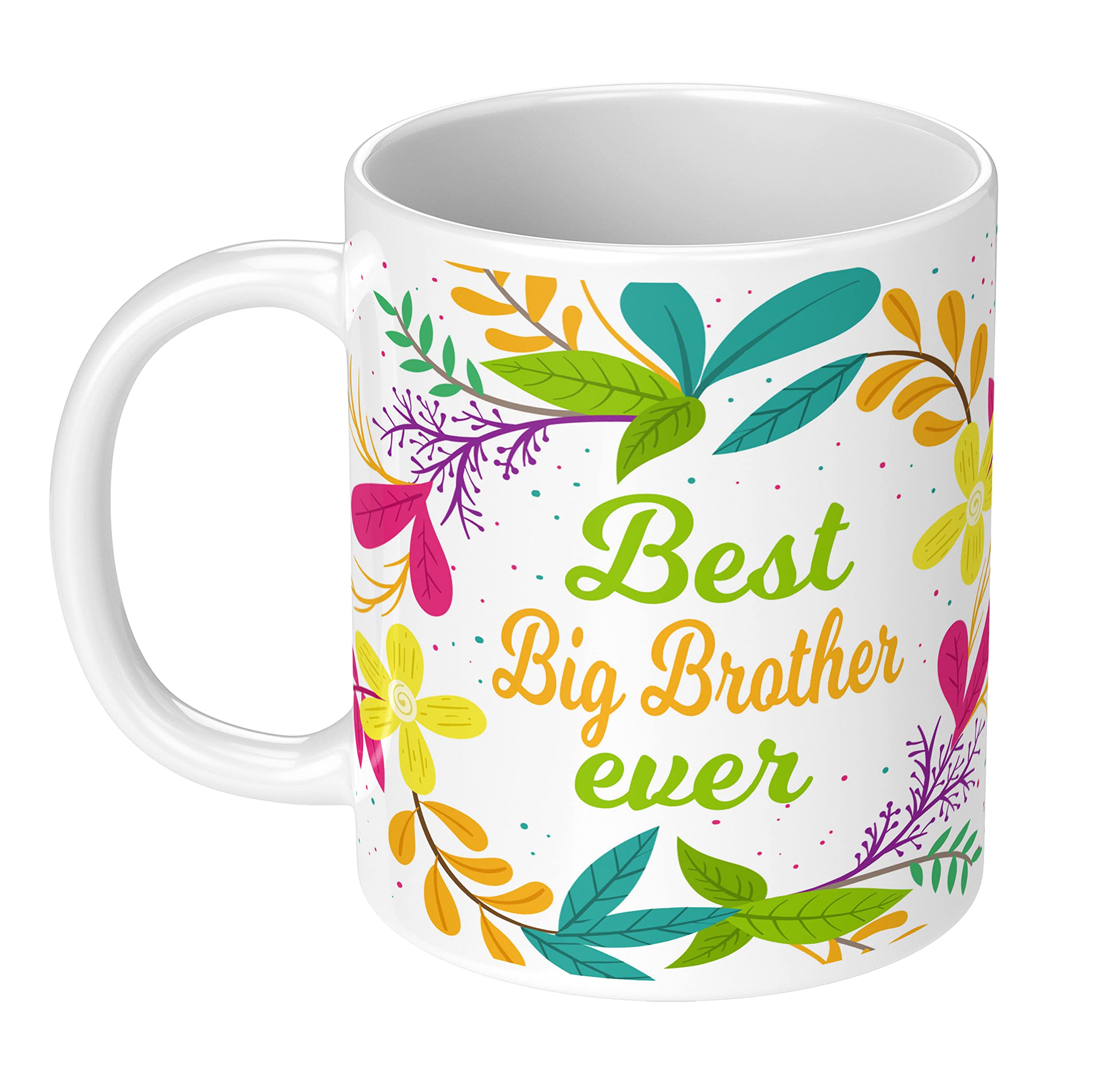 NH10 DESIGNS Best Big Brother Ever Printed Ceramic Coffee Mug - 350ml Microwave Safe Tea Cup for Bhaiya, Birthday & Anniversary Gift - Colorful BEMFAMWM 376 - Perfect for Coffee, Tea & Office Use