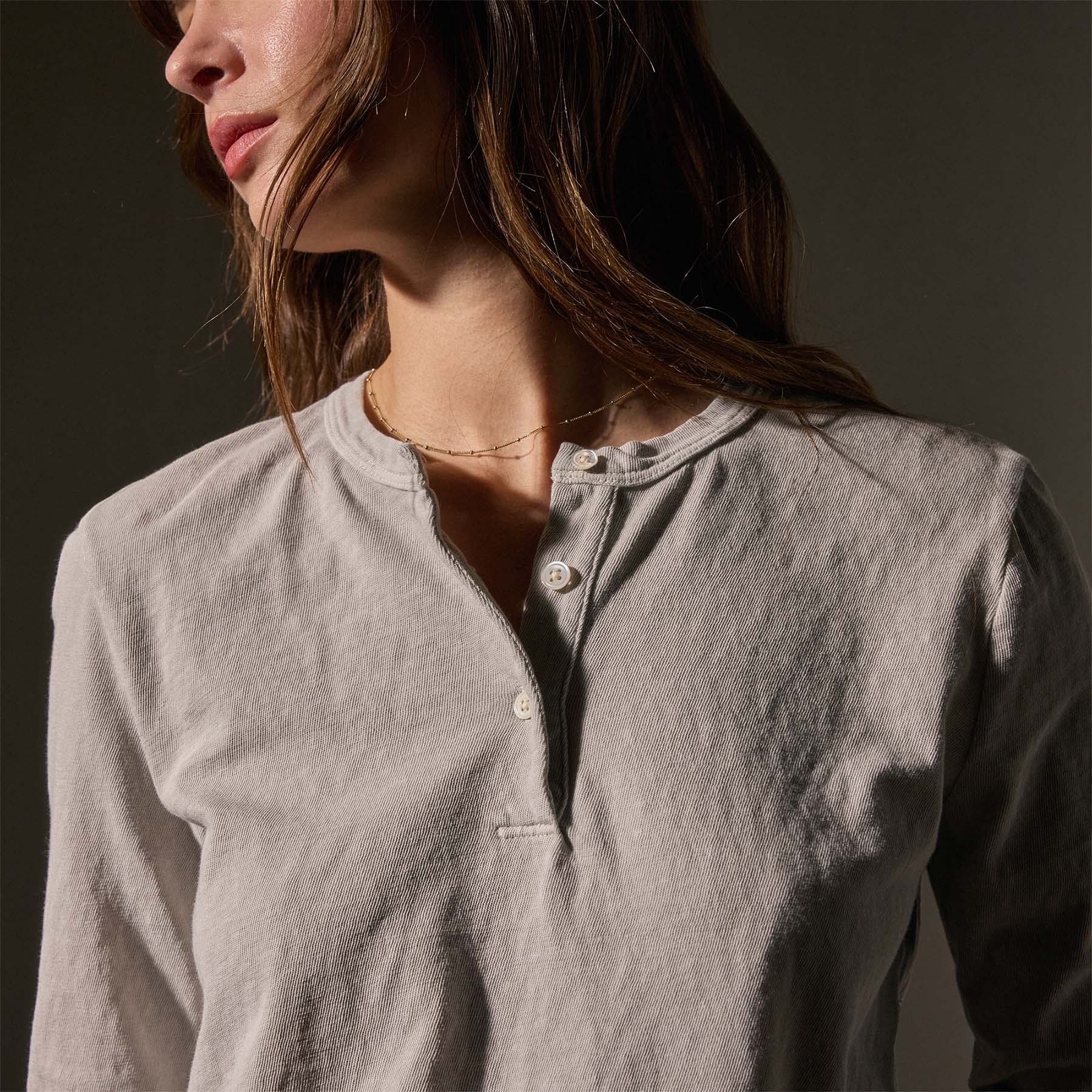 Men's Slub Jersey Long Sleeve Henley Shirt - Comfortable Casual Button-Up Top in Salt Pigment Color | Perfect for Everyday Wear, Date Nights & Outdoor Activities