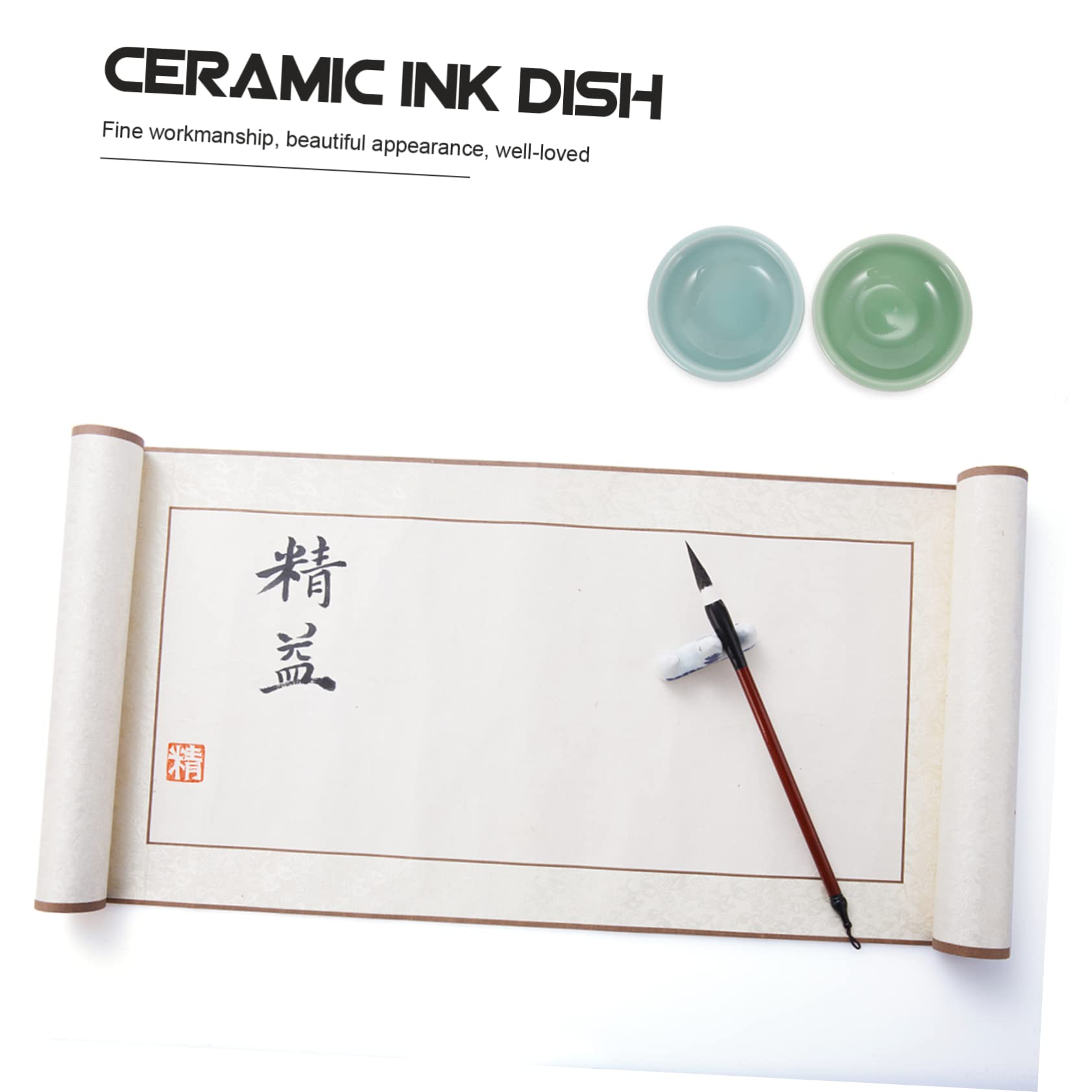 8 Pcs Ceramic Ink Dish Set - Brush Wash Tray for Chinese Calligraphy & Painting