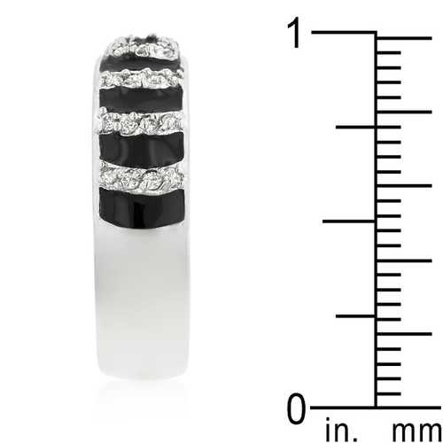 Black Ripple Ring for Women - Unique Wave Design Stainless Steel Fashion Jewelry - Perfect for Everyday Wear, Gift Giving & Special Occasions
