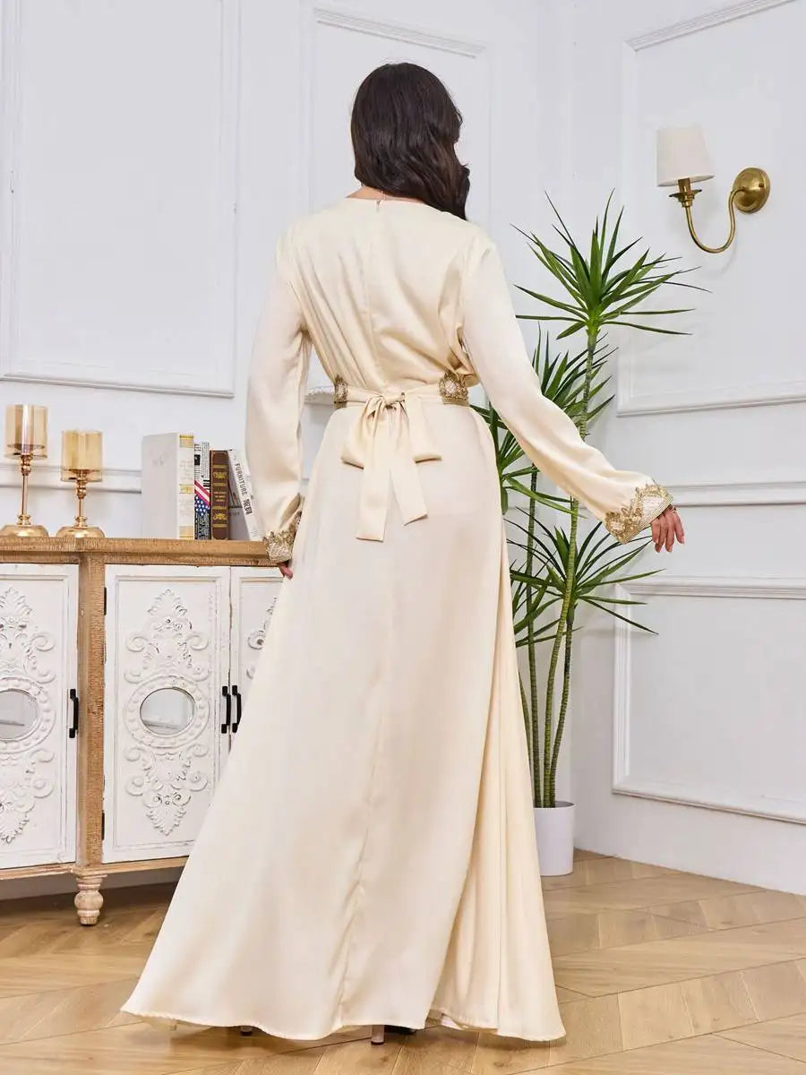 Elegant Embroidered Eid Dress for Muslim Women - Flowy Caftan Kaftan Dress for Eid Prayer, Party & Special Occasions