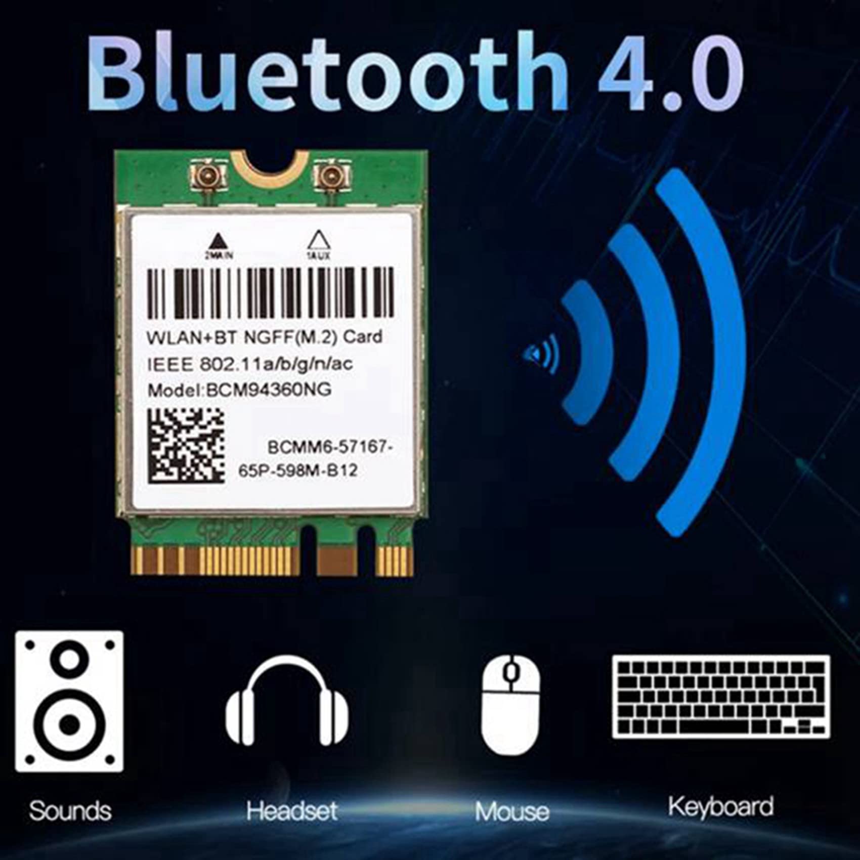 Prakti 4X Dual Band 1200Mbps BCM94360NG WiFi Card for MacOS Hackintosh - 802.11Ac Bluetooth 4.0 Wireless Network Adapter - Compatible with Mac Mini, iMac, MacBook Pro - Fast & Stable Internet for Gaming, Streaming & Work