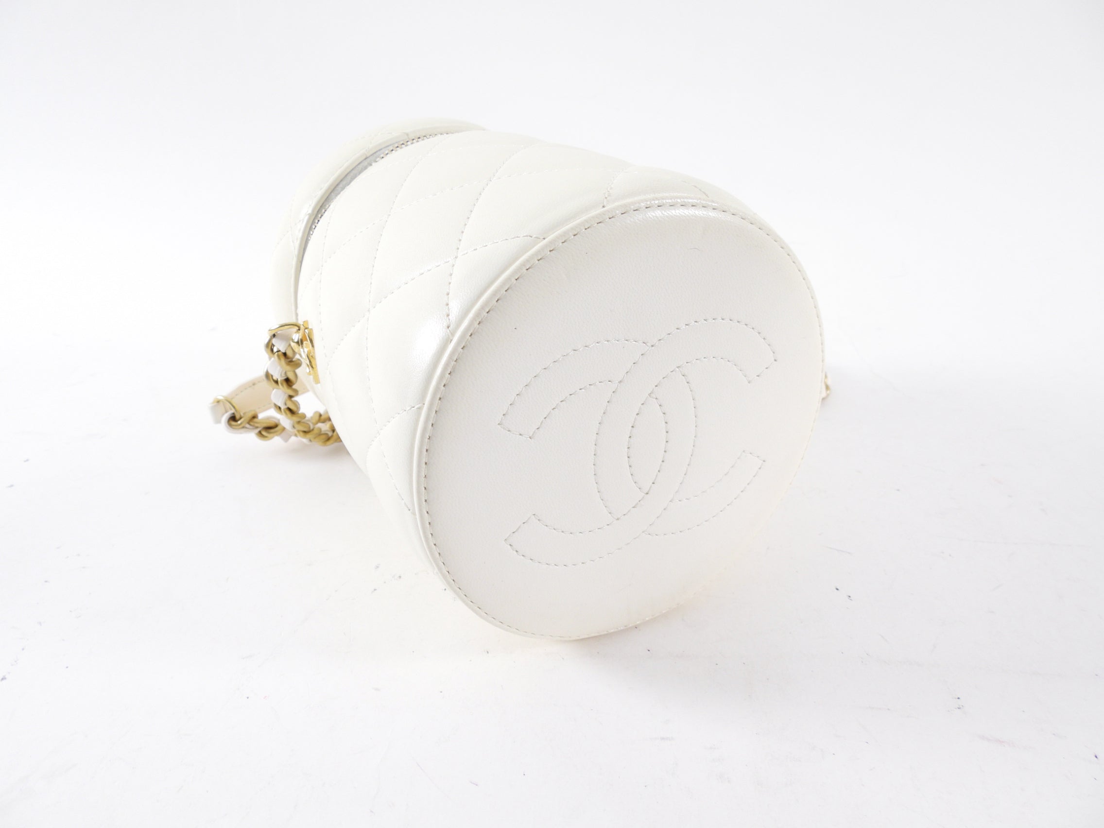 Chanel White Quilted Leather Side Note Vanity Bag - Luxury Crossbody Bag for Women, Perfect for Evening Parties & Date Nights