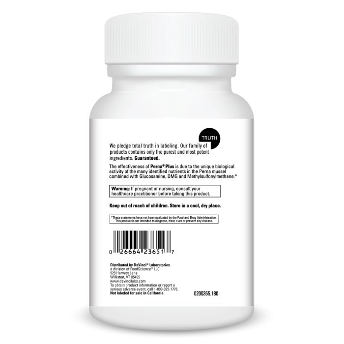 DaVinci Labs Perna Plus - 90 or 180 Capsules - Premium Mussel Extract Supplement for Joint Support & Mobility - Ideal for Active Lifestyles & Arthritis Relief
