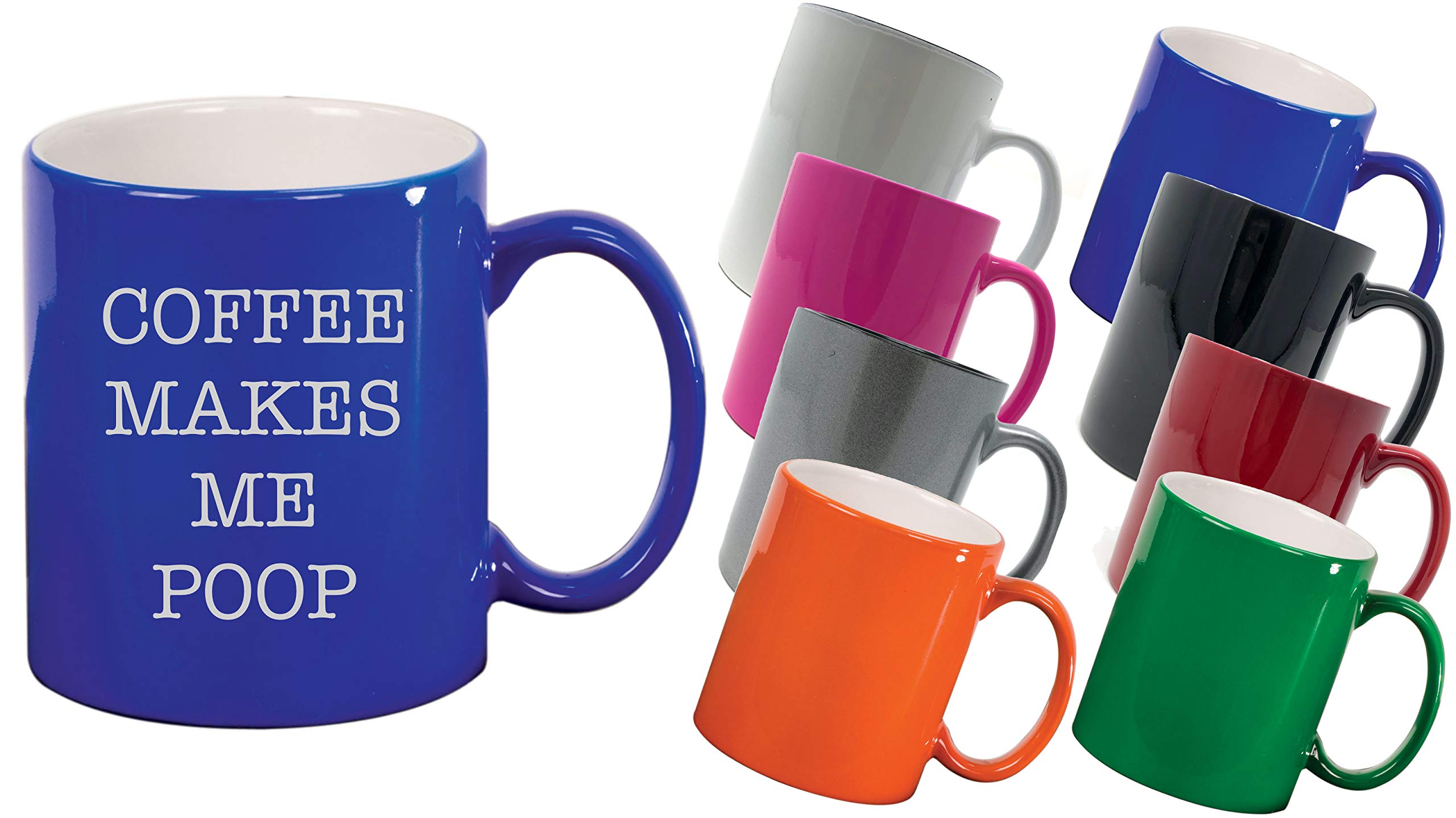 Funny Coffee Mug - 'Coffee Makes Me Poop' Engraved 11oz Ceramic Cup | Humorous Gift for Coffee Lovers | Perfect for Office, Home & Gag Gifts (Red)