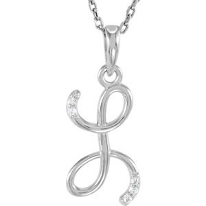 5-Stone Diamond Letter 'L' Initial Sterling Silver Pendant Necklace - 18