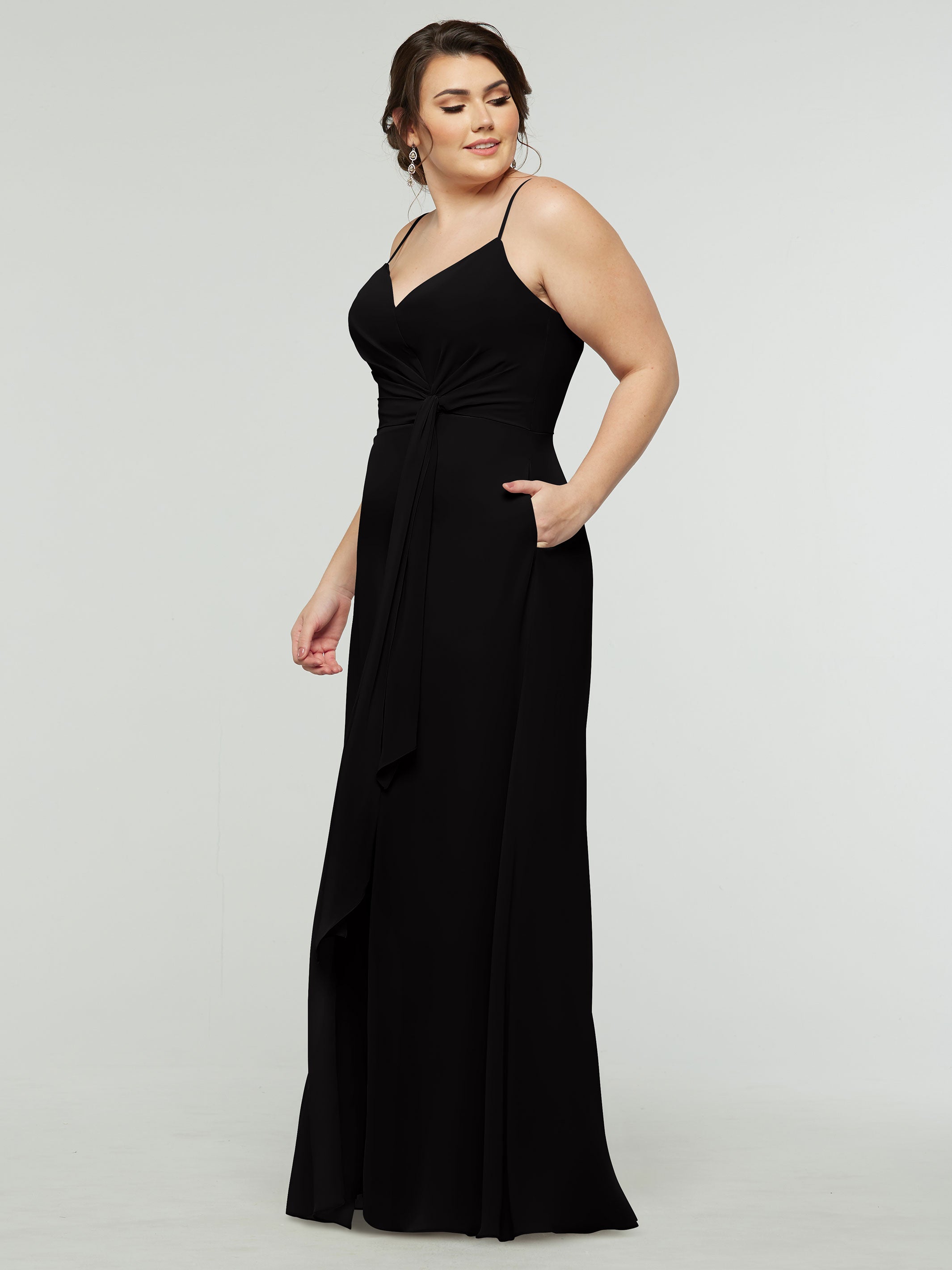 Elegant 80182 Chiffon A-Line Bridesmaid Dress with V-Neck & Spaghetti Straps - Perfect for Weddings, Prom & Formal Events
